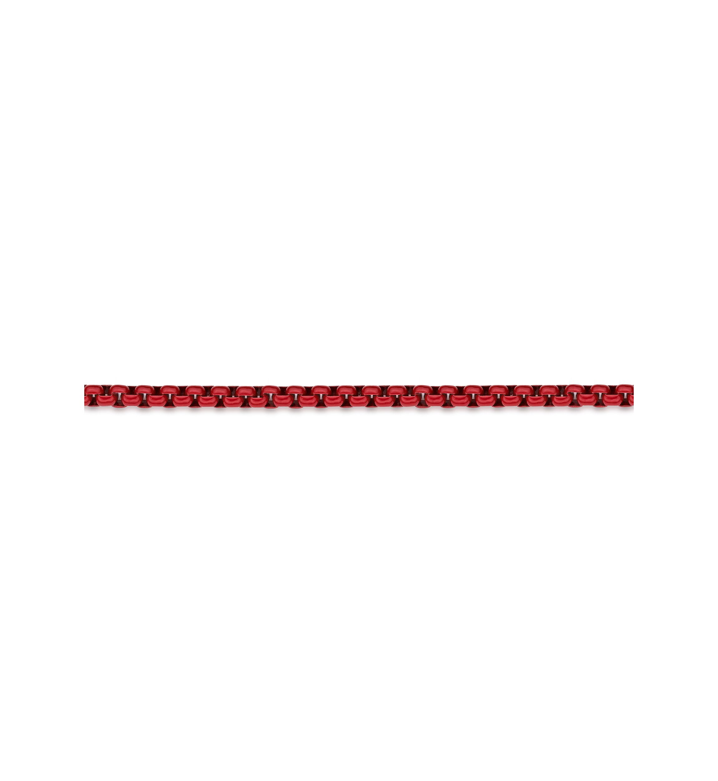 Stainless Steel 3MM Box Chain Necklace with Red Acrylic, 24” Length