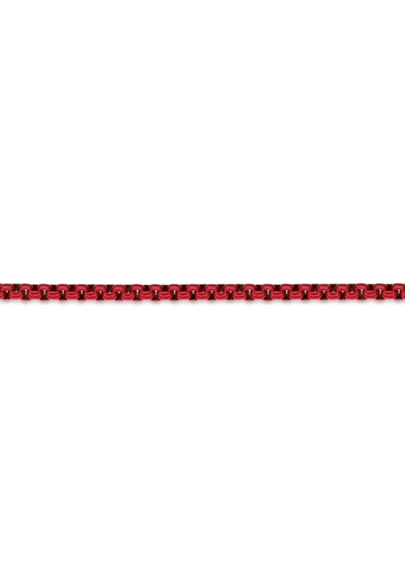 Stainless Steel 3MM Box Chain Necklace with Red Acrylic, 24” Length