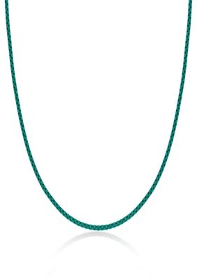 LYNX Men's Stainless Steel 3MM Box Chain Necklace with Turquoise Acrylic, 24â Length, 24 in