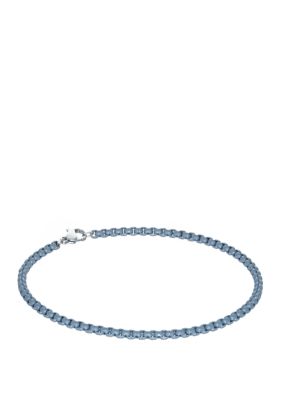 Belk & Co Men's Gray Acrylic Coated Stainless Steel 3 Millimeter Round Box Chain Bracelet, Silver, 9