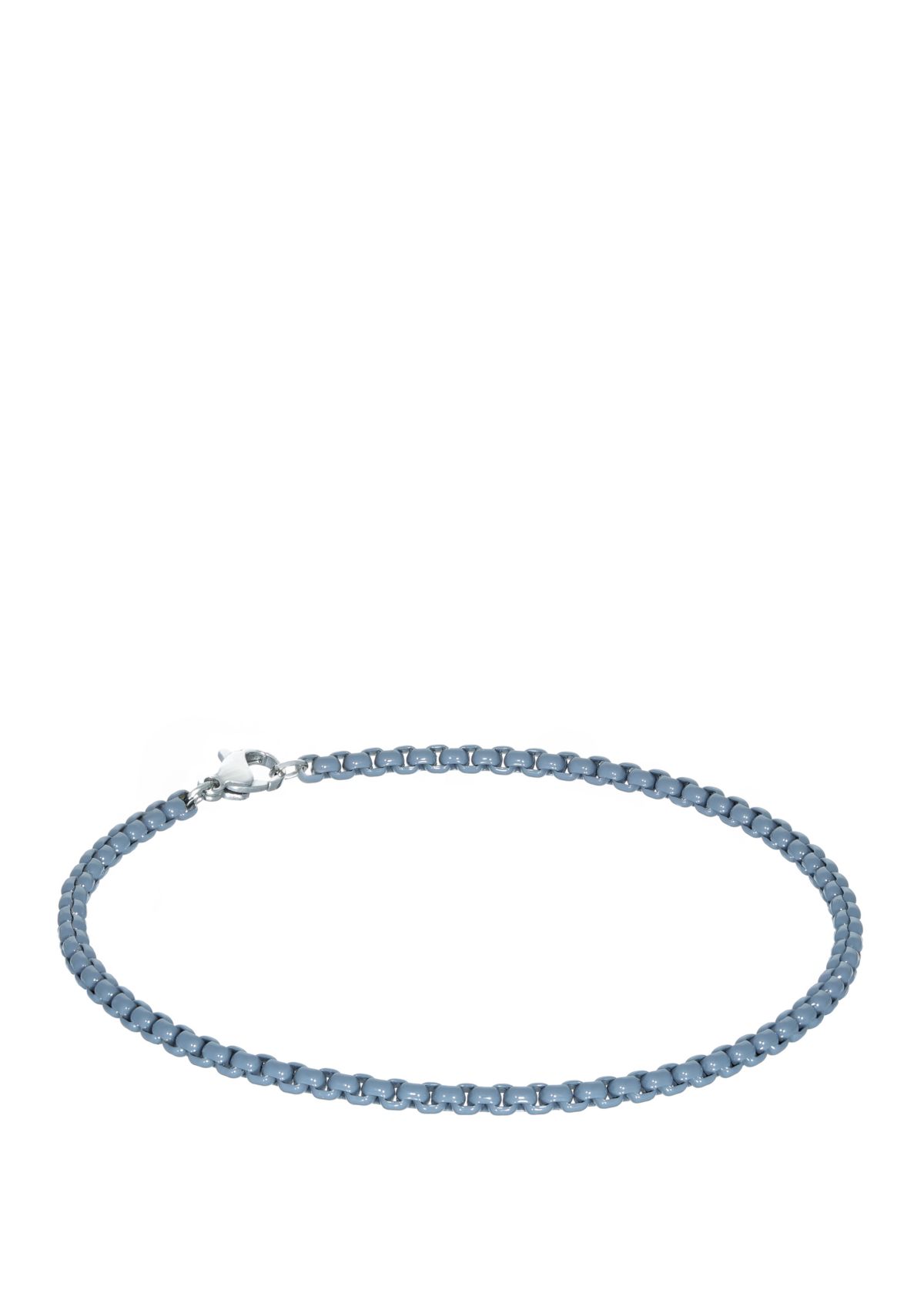 Gray Acrylic Coated Stainless Steel 3 Millimeter Round Box Chain Bracelet