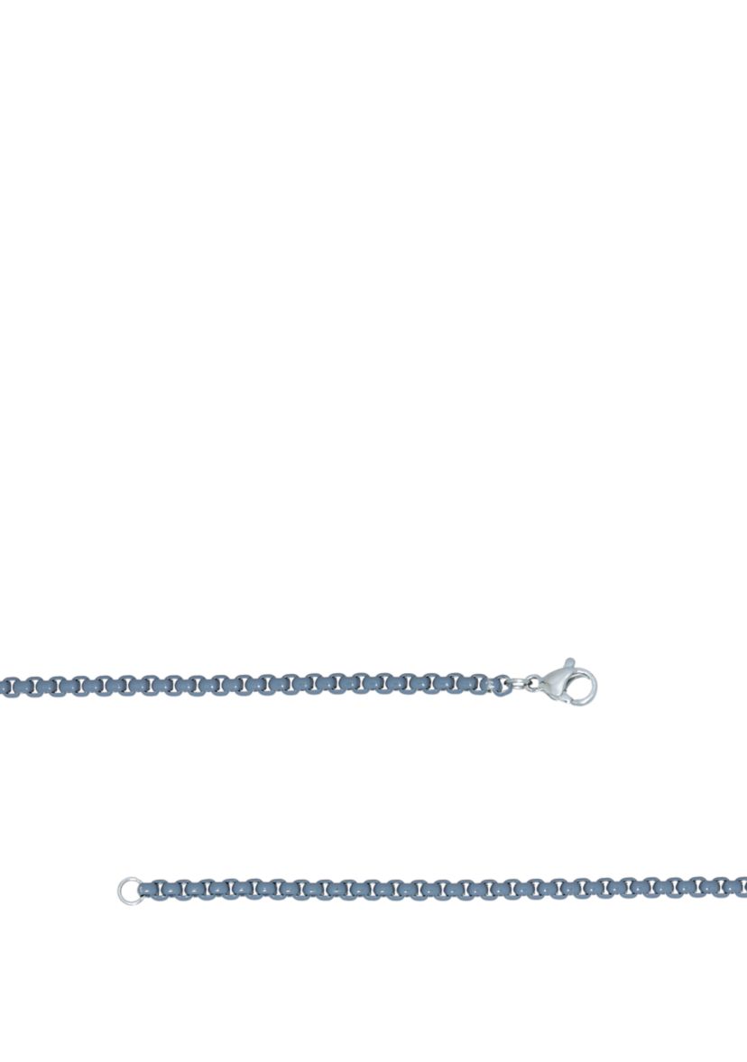 Gray Acrylic Coated Stainless Steel 3 Millimeter Round Box Chain Bracelet