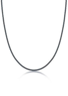 LYNX Men's Stainless Steel 3MM Round Box Chain Necklace with Grey Acrylic Coating, 18" Length, 18 in