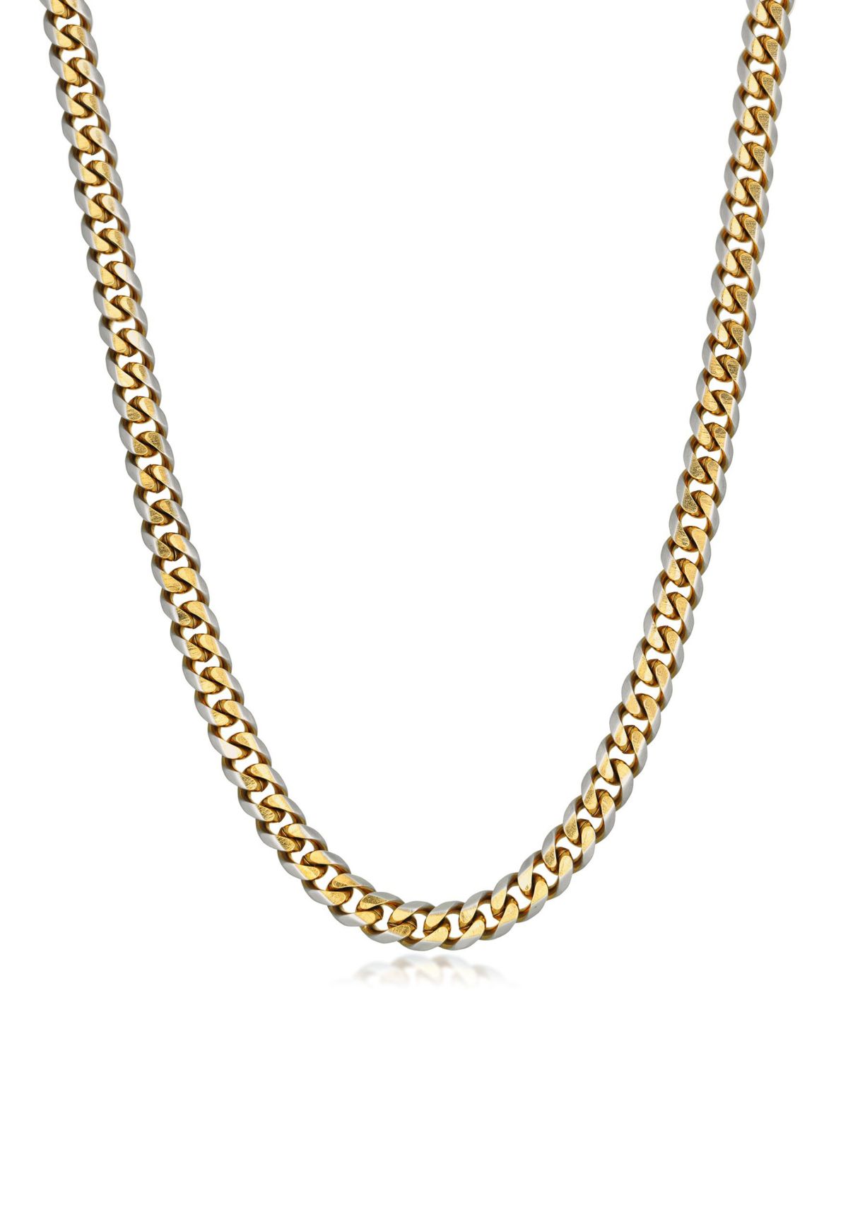 Stainless Steel 8MM Curb Chain Necklace with Goldtone Ion Plating, 24" Length