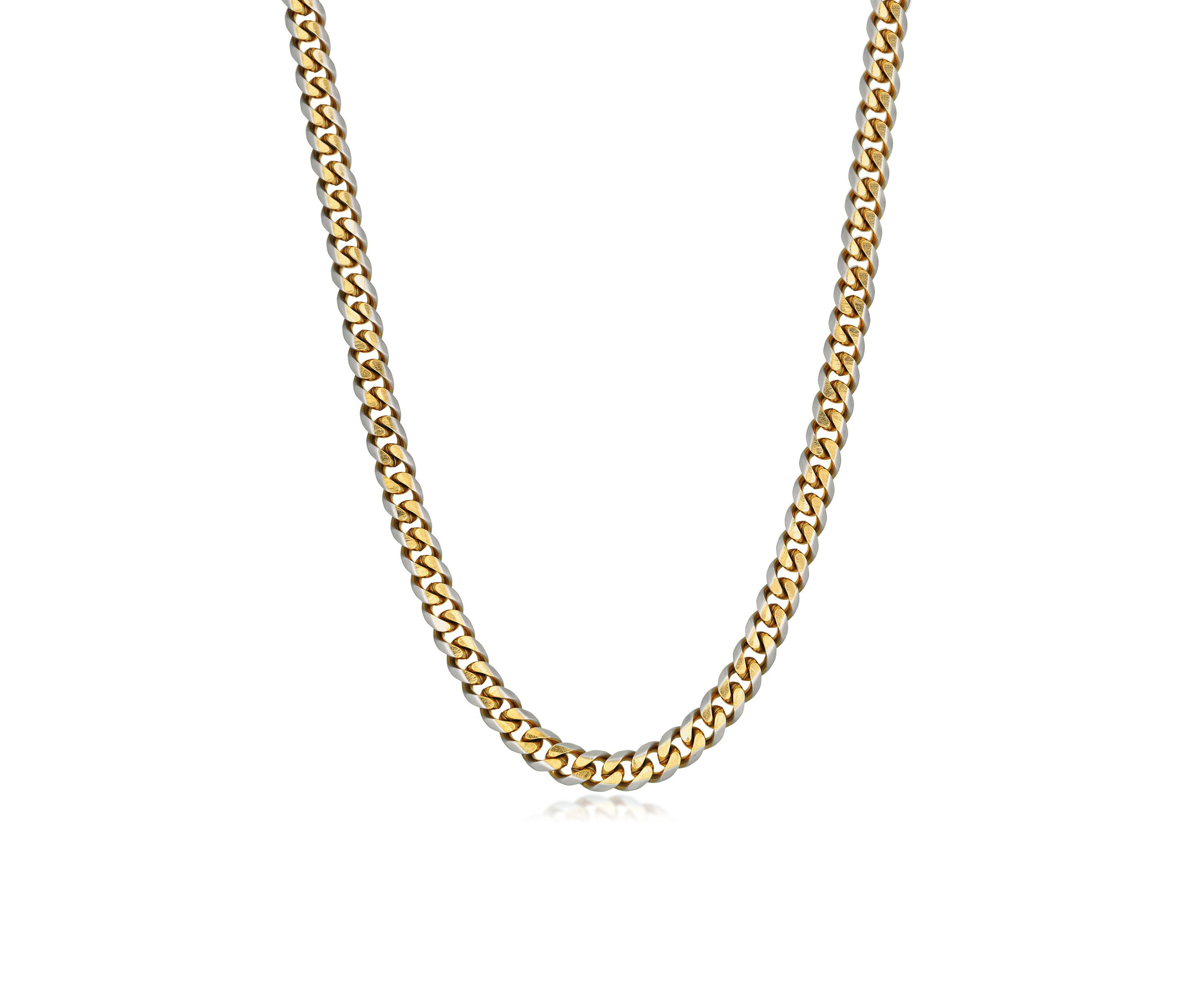 Stainless Steel 8MM Curb Chain Necklace with Goldtone Ion Plating, 24" Length