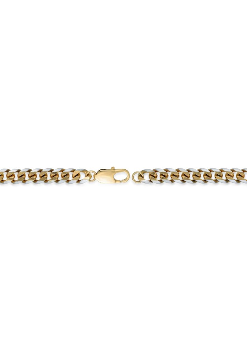Stainless Steel 8MM Curb Chain Necklace with Goldtone Ion Plating, 24" Length