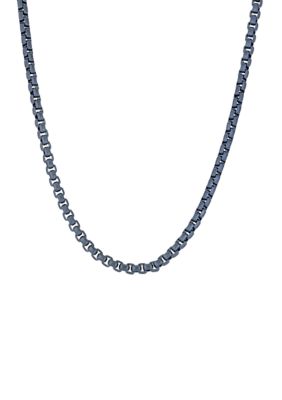 Belk & Co Men's 24 Inch Stainless Steel 5 Millimeter Box Chain Necklace with Gray IP, Black