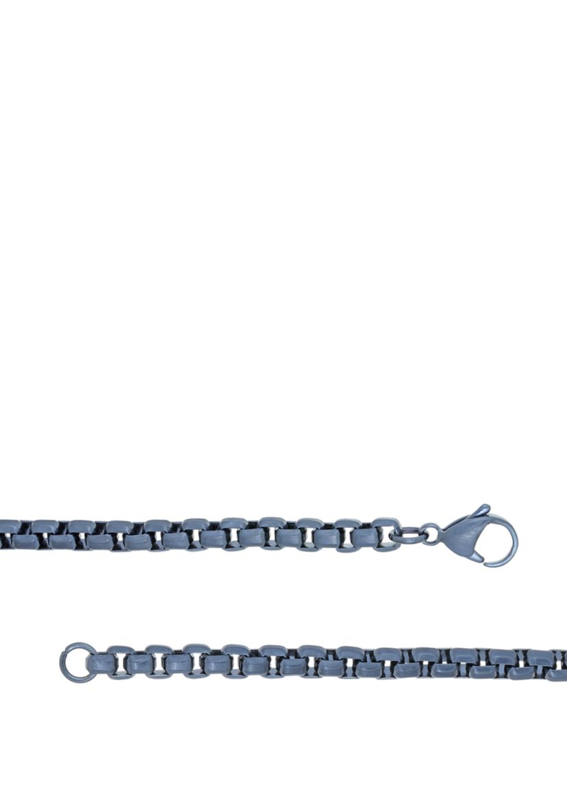 24 Inch Stainless Steel 5 Millimeter Box Chain Necklace with Gray IP