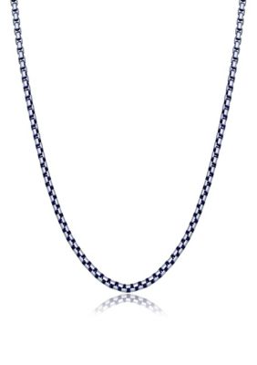 LYNX Men's Stainless Steel 3.5MM Box Chain Necklace with Two Tone Purple Plating, 24â Length, 24 in
