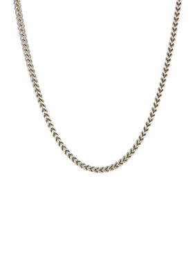 Belk & Co Men's Stainless Steel 4 Millimeter Foxtail Chain Necklace with Two-Tone Gold Tone Ion Plating and Push Lock, 24 Inch, Yellow