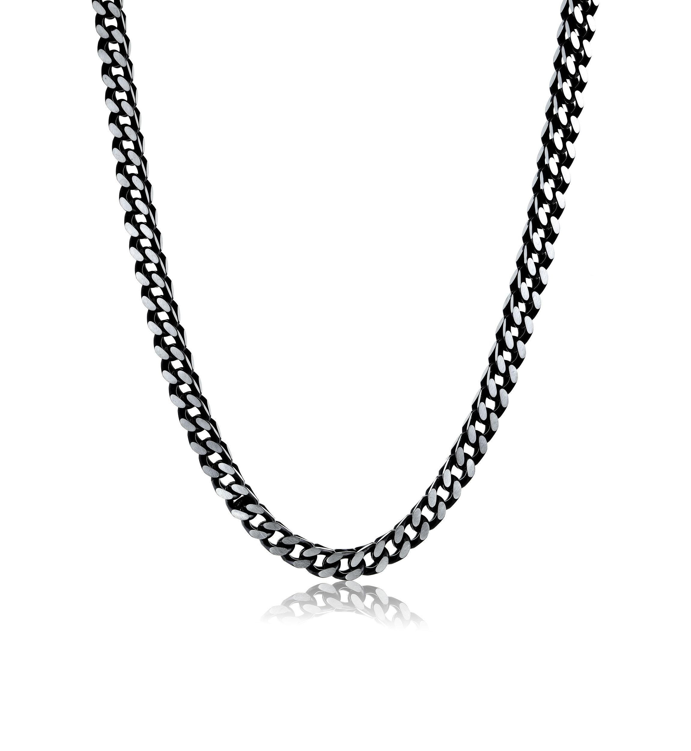 Stainless Steel 6MM Franco Chain Necklace with Black Ion Plating and Push Lock, 22" Length