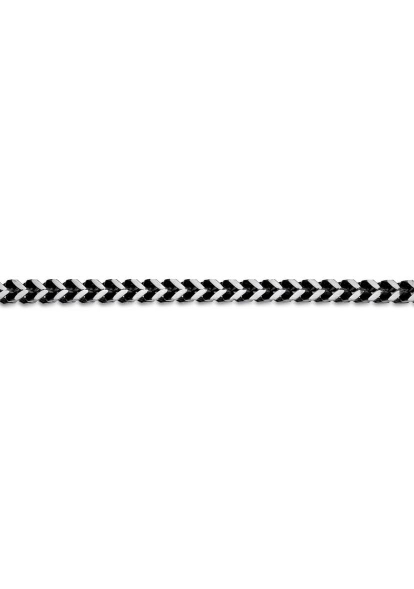 Stainless Steel 6MM Franco Chain Necklace with Black Ion Plating and Push Lock, 22" Length