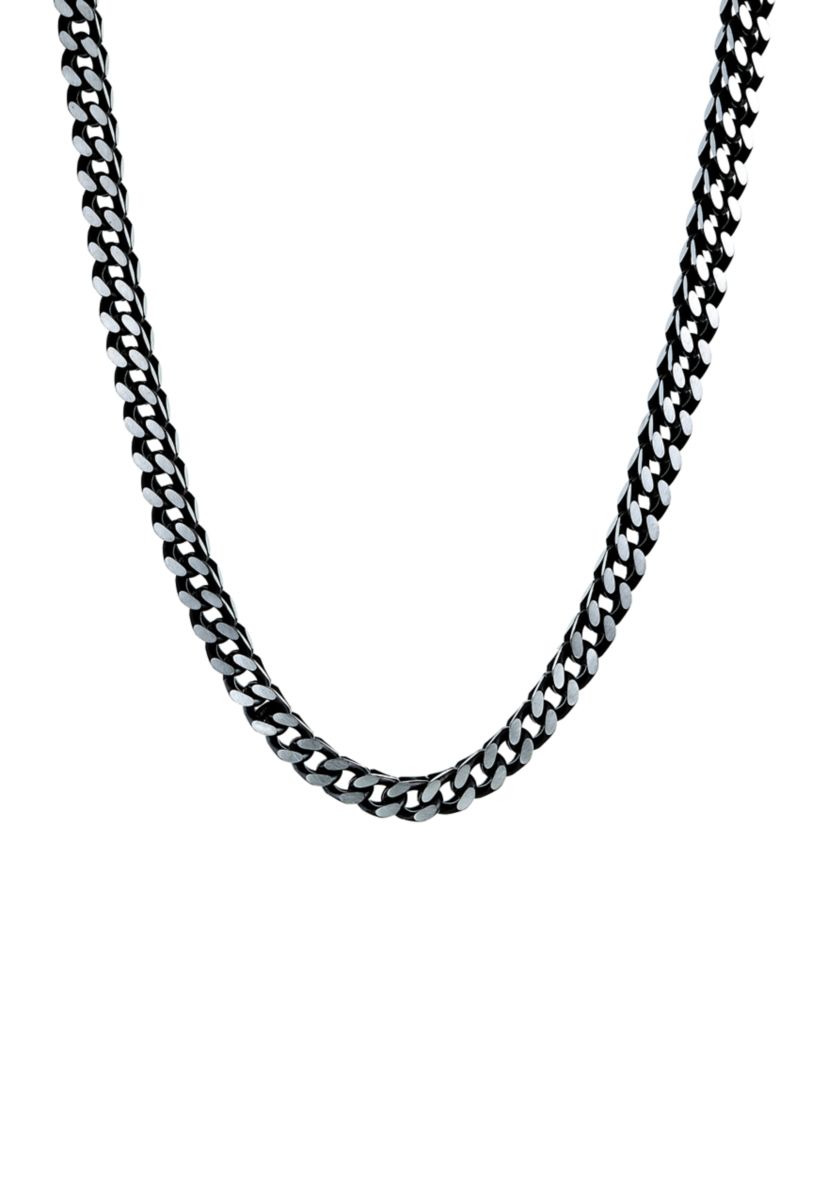 Stainless Steel 6 Millimeter Foxtail Chain Necklace with Black Ion Plating and Push Lock, 24 Inch