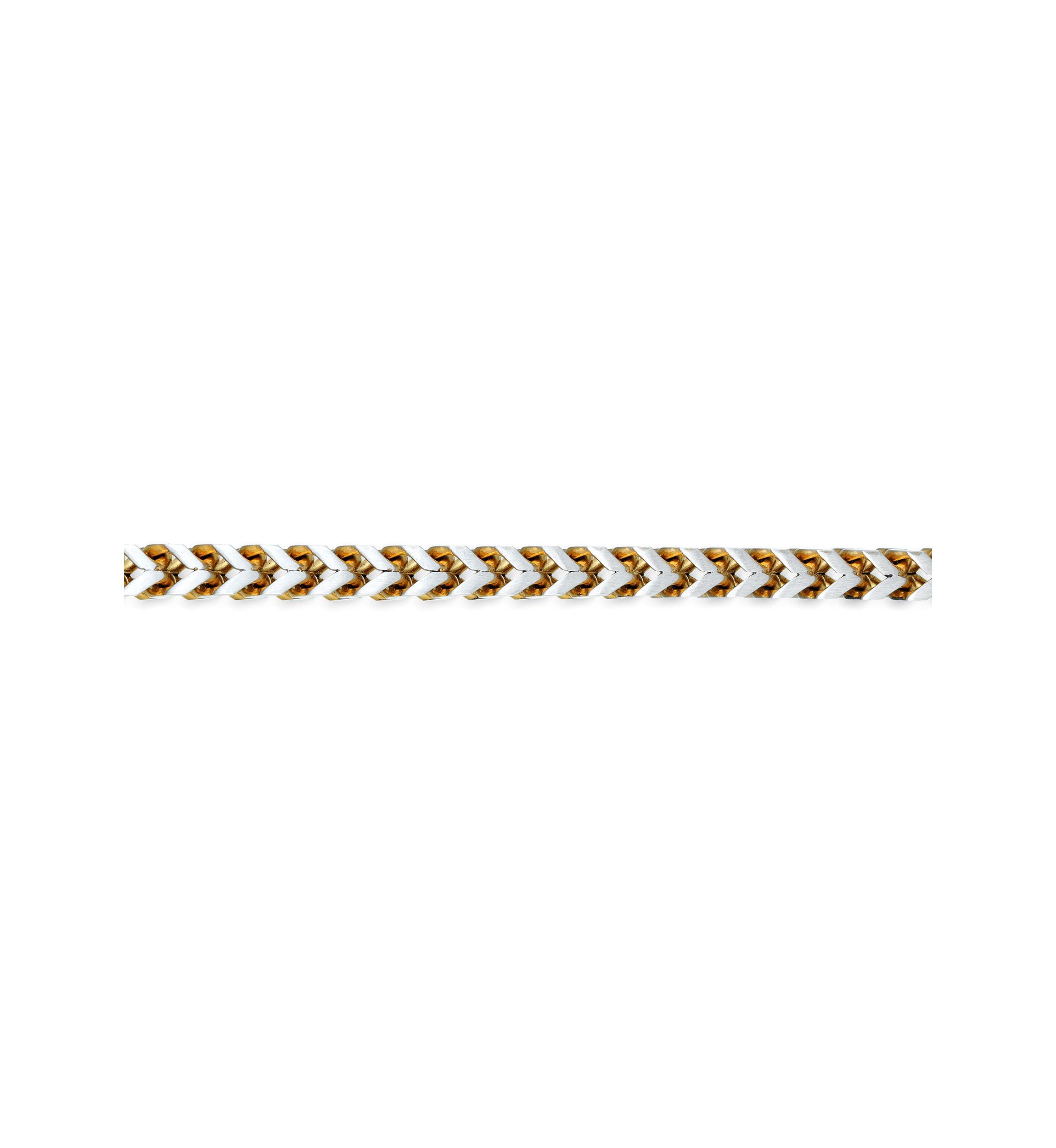 Stainless Steel 6MM Foxtail Chain Necklace with Two Tone Gold Ion Plating, 24” Length