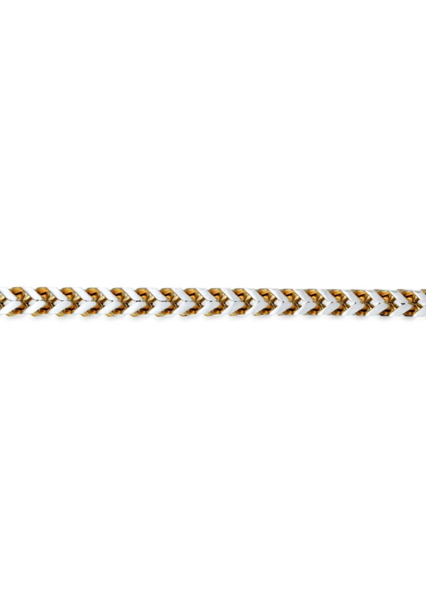 Stainless Steel 6MM Foxtail Chain Necklace with Two Tone Gold Ion Plating, 24” Length