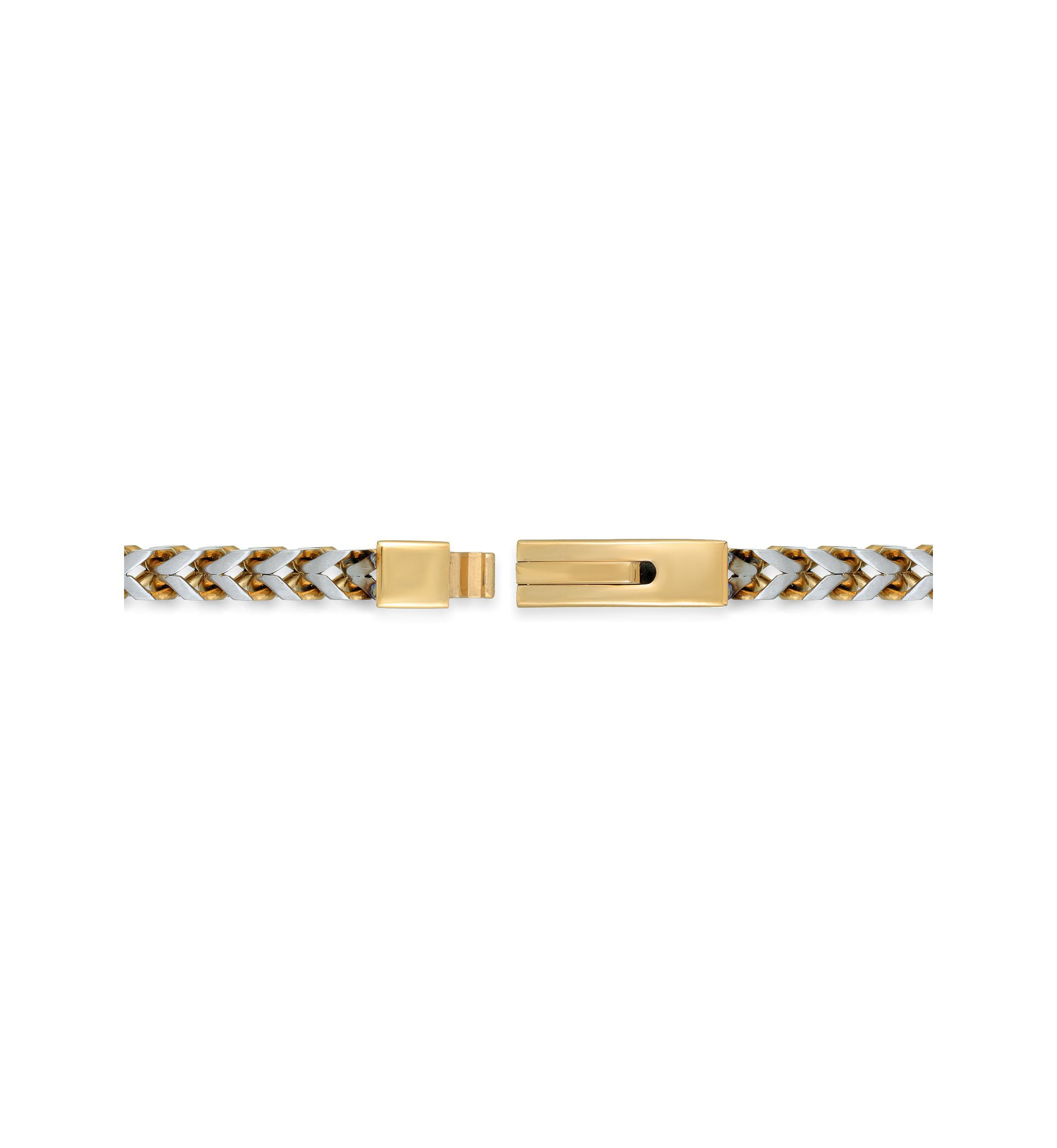 Stainless Steel 6MM Foxtail Chain Necklace with Two Tone Gold Ion Plating, 24” Length
