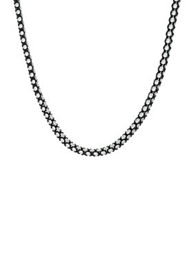 Belk & Co Men's Stainless Steel 5 Millimeter Round Box Chain Necklace with Braided Black Cord, 24 Inch, White