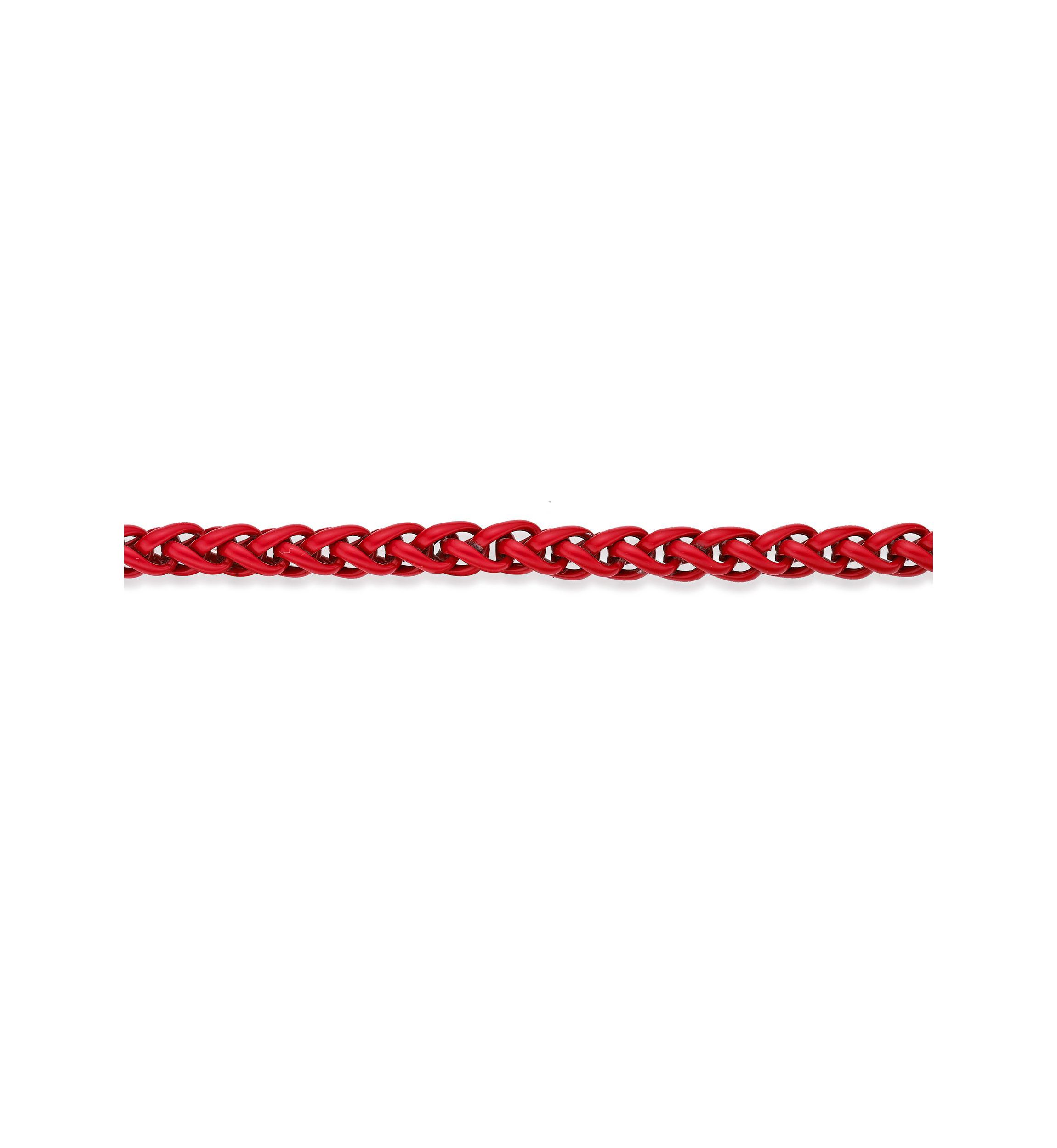 Stainless Steel 5MM Wheat Chain Necklace with Red Acrylic Coated, 29” Length