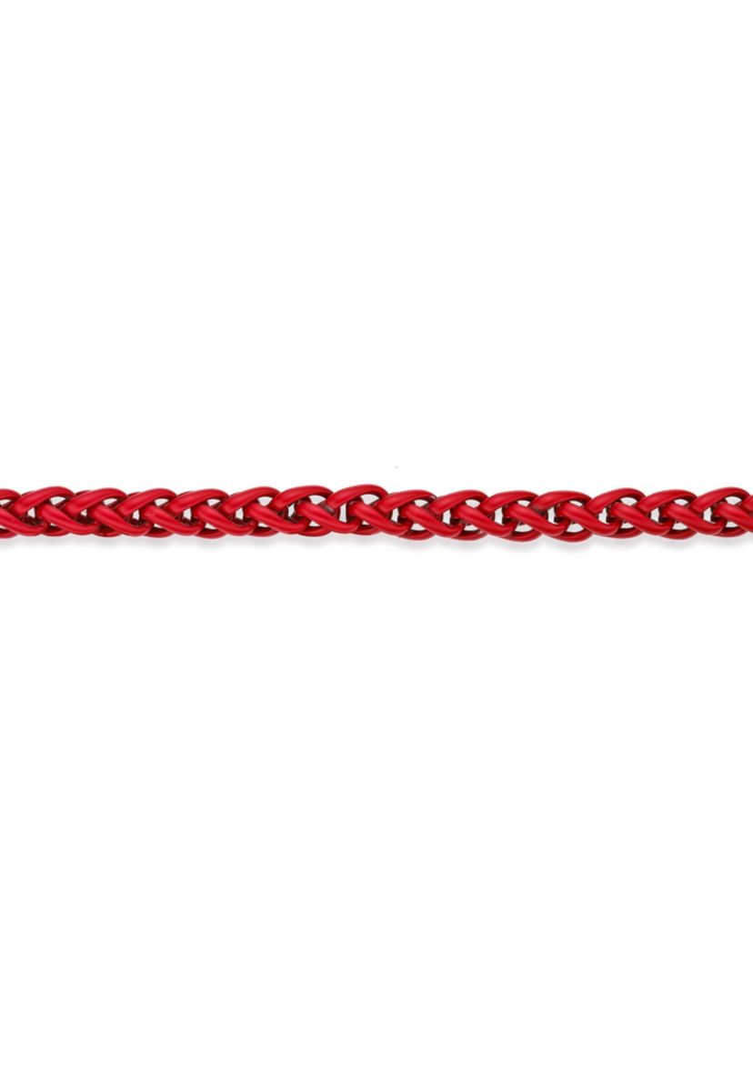 Stainless Steel 5MM Wheat Chain Necklace with Red Acrylic Coated, 29” Length