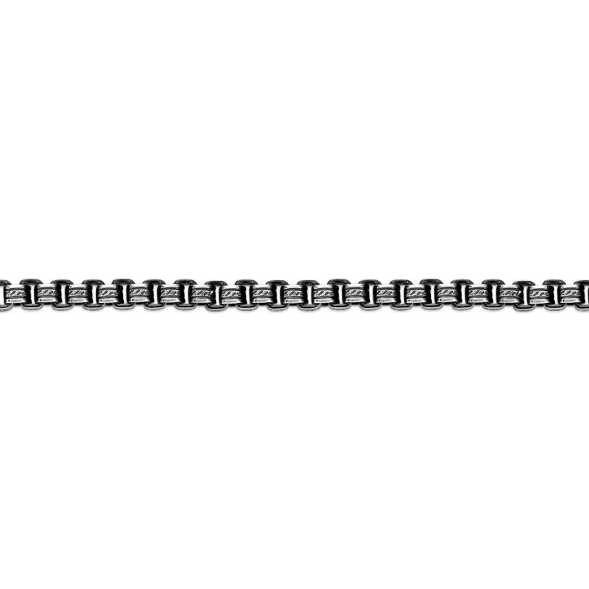 Stainless Steel Oxidized and Textured Box Chain Bracelet