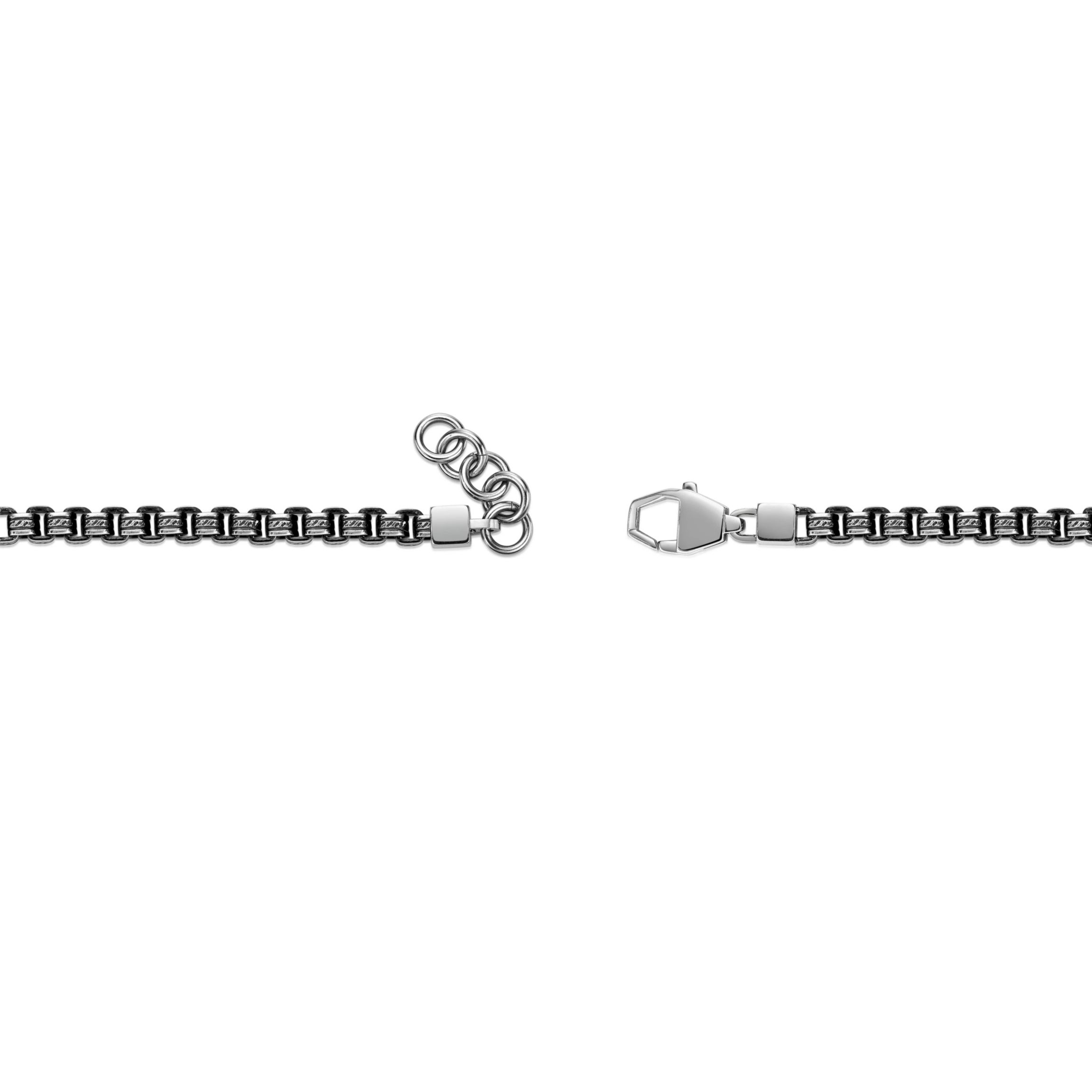 Stainless Steel Oxidized and Textured Box Chain Bracelet