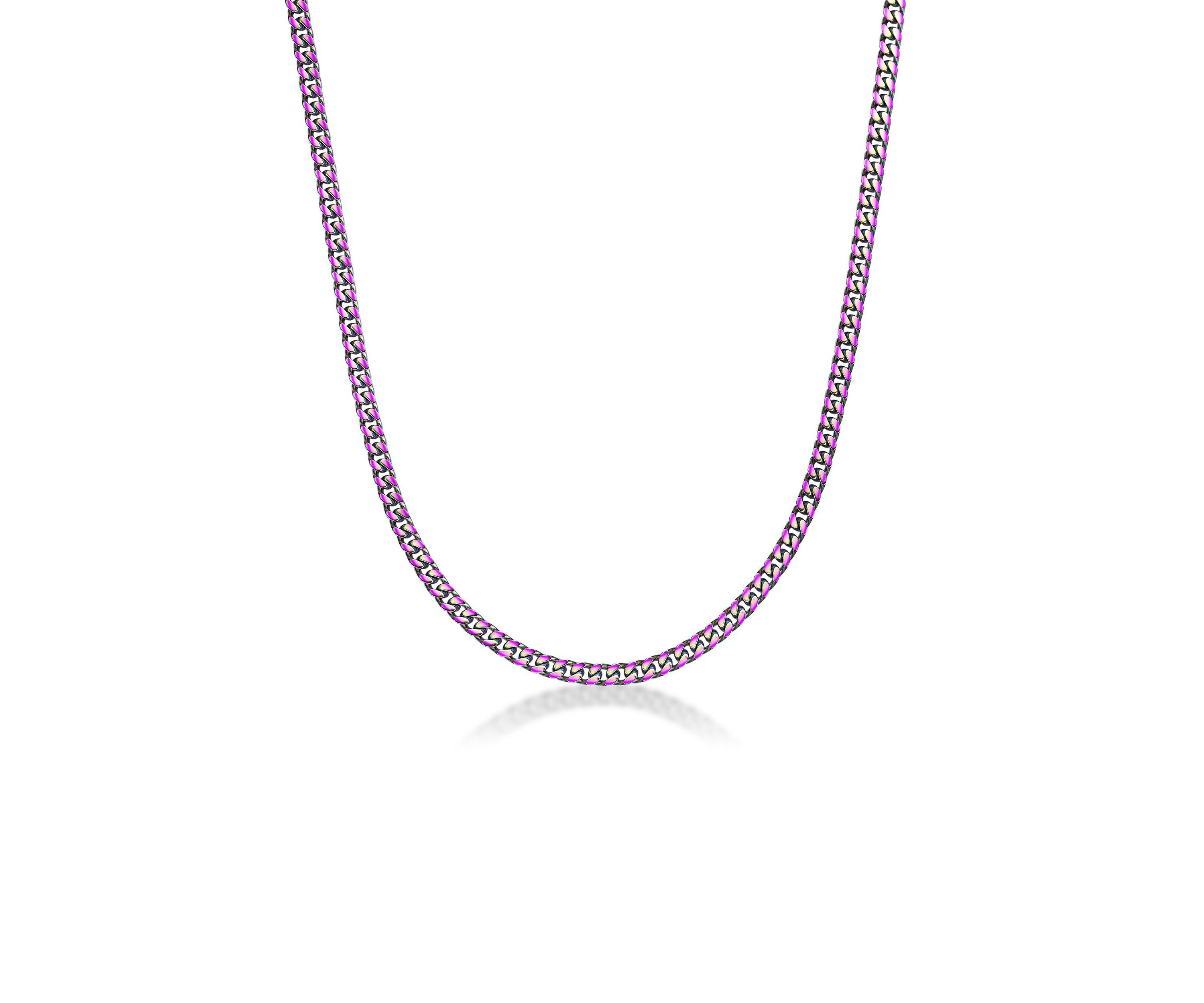 Stainless Steel 5MM Curb Chain Necklace with Multi Color Ip, 20" Length