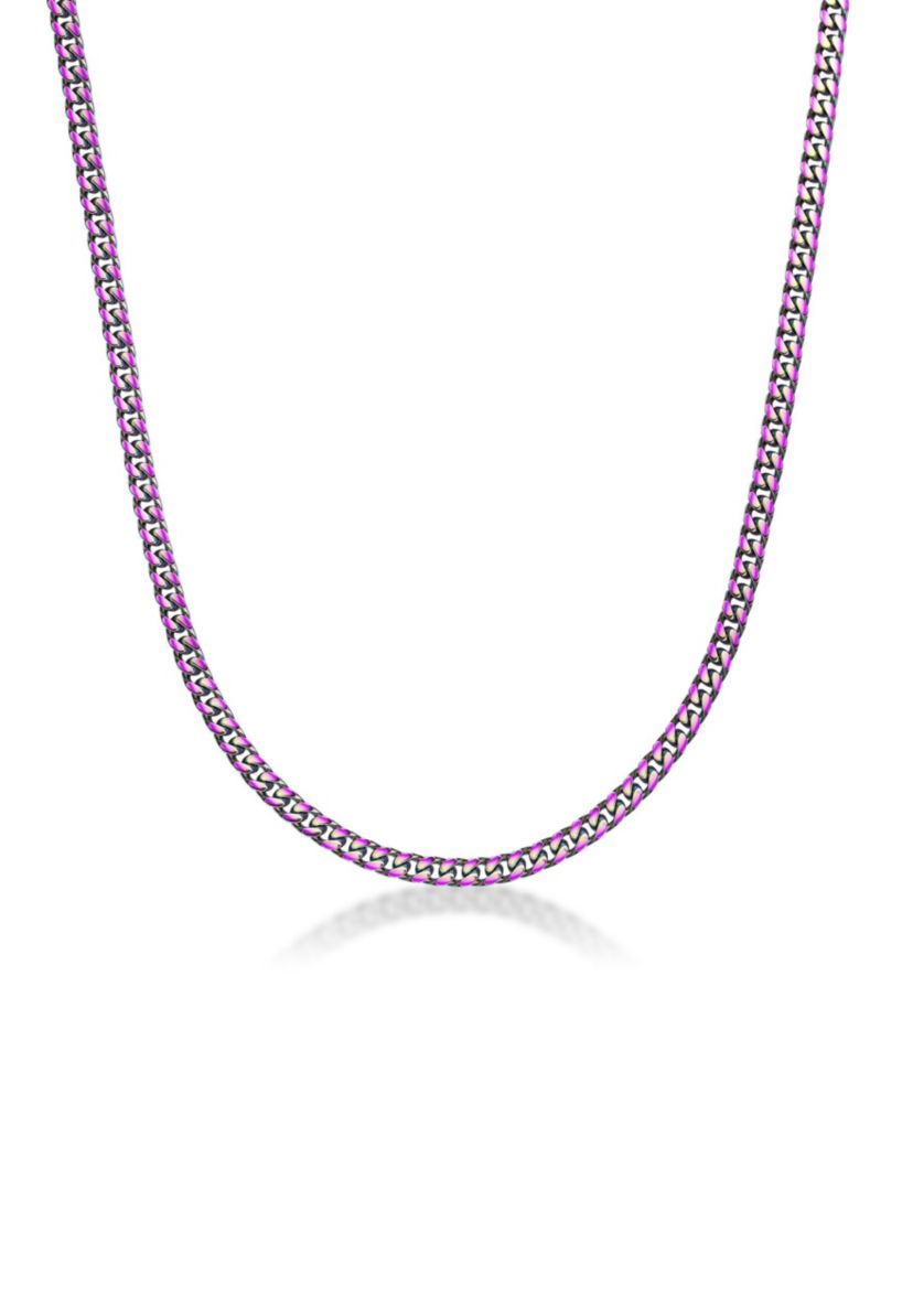 Stainless Steel 5MM Curb Chain Necklace with Multi Color Ip, 20" Length