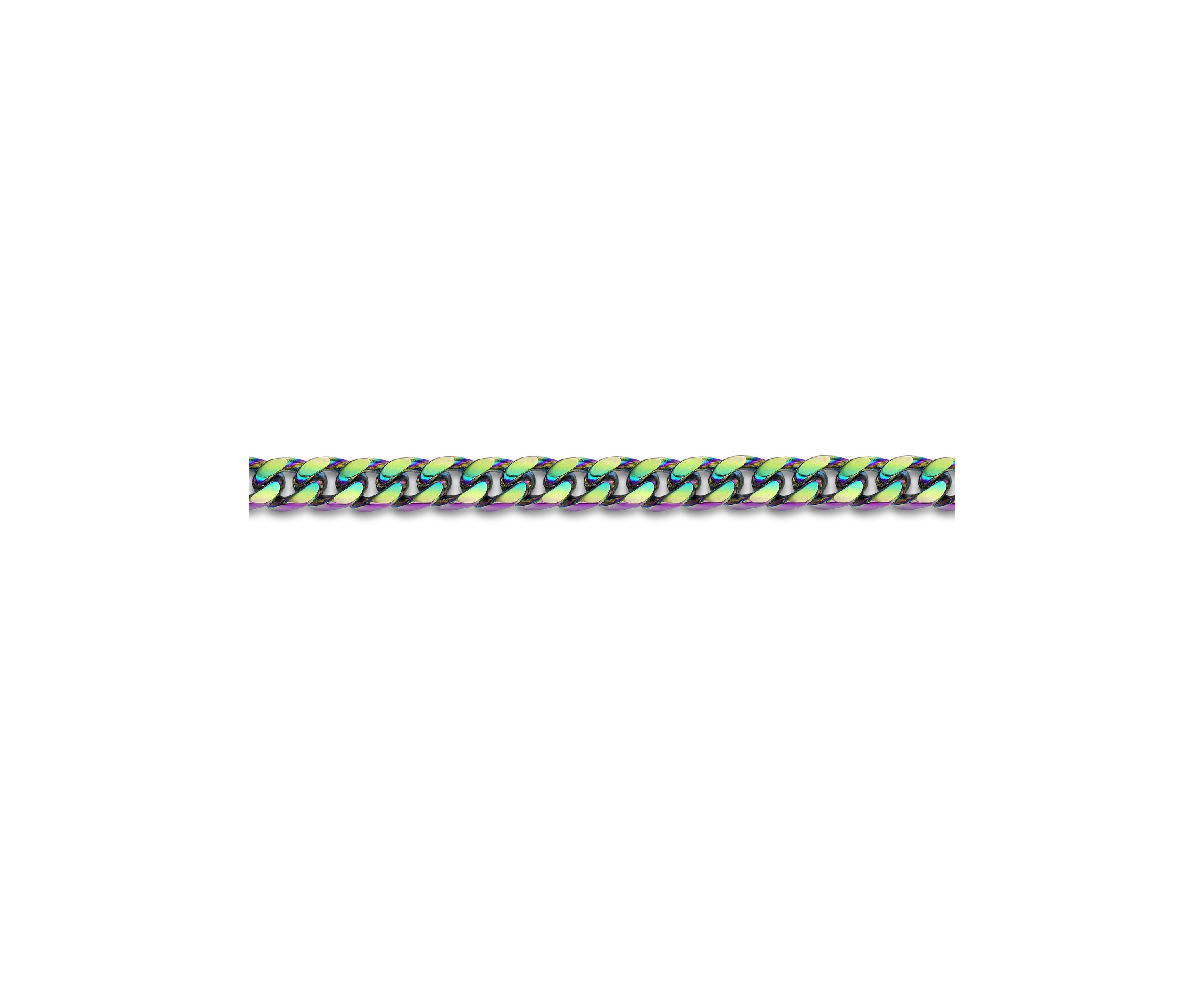 Stainless Steel 5MM Curb Chain Necklace with Multi Color Ip, 20" Length