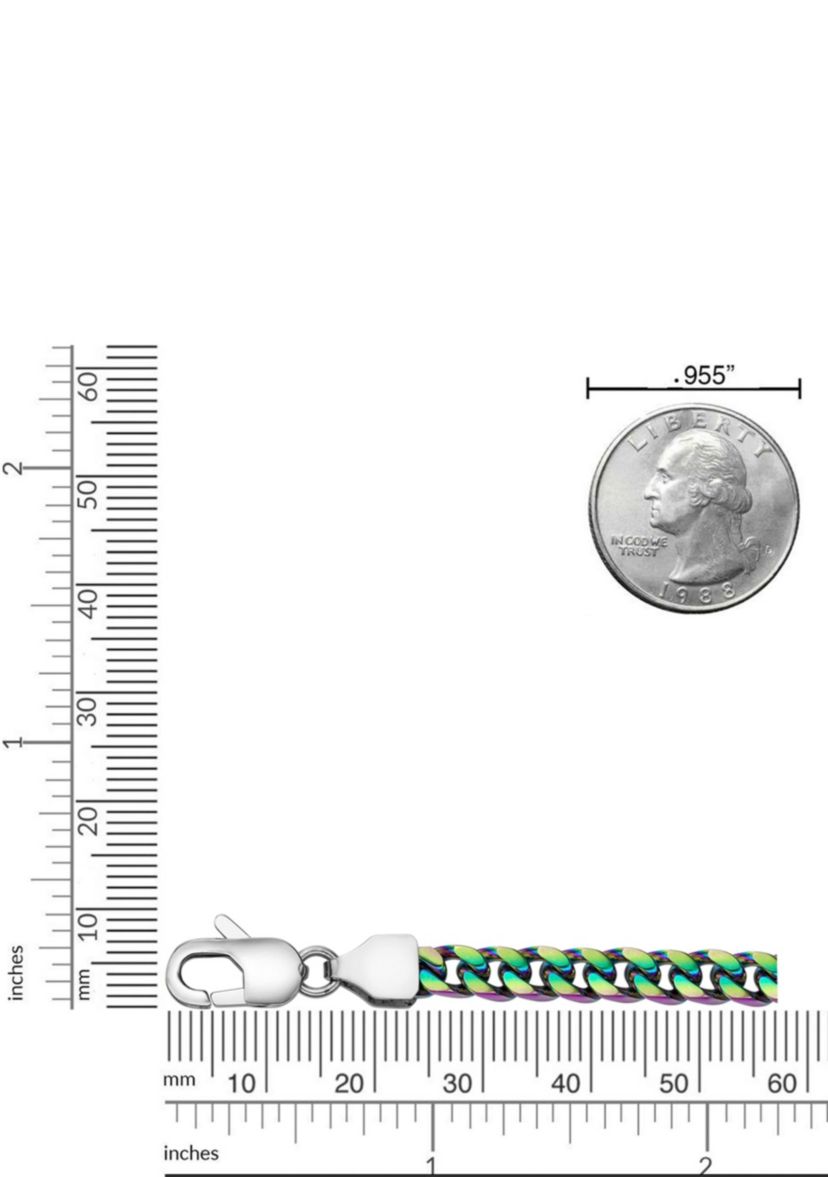Stainless Steel 5MM Curb Chain Necklace with Multi Color Ip, 20" Length