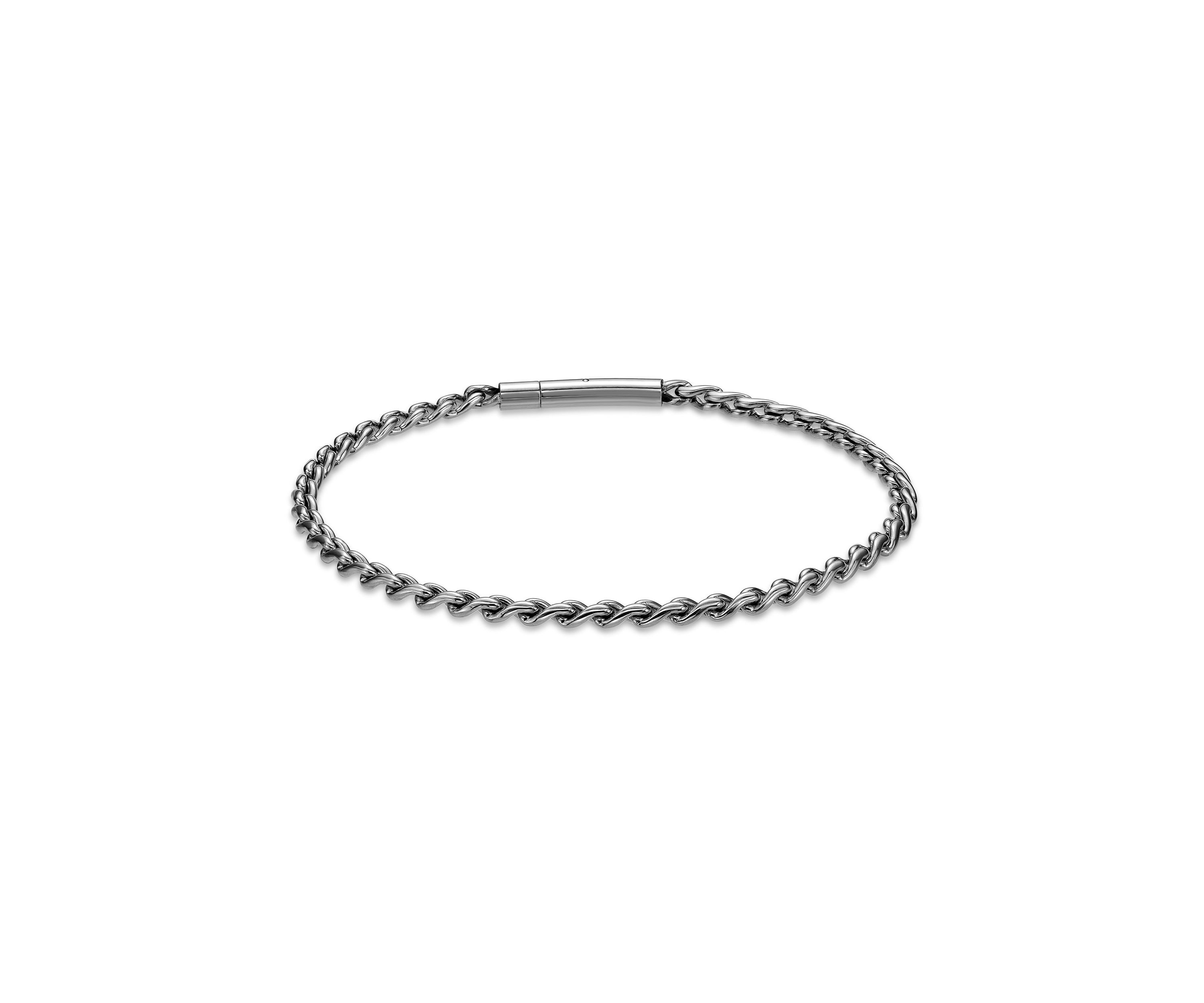 Stainless Steel 3MM Twist Link  Chain Bracelet with Push Lock, 9"