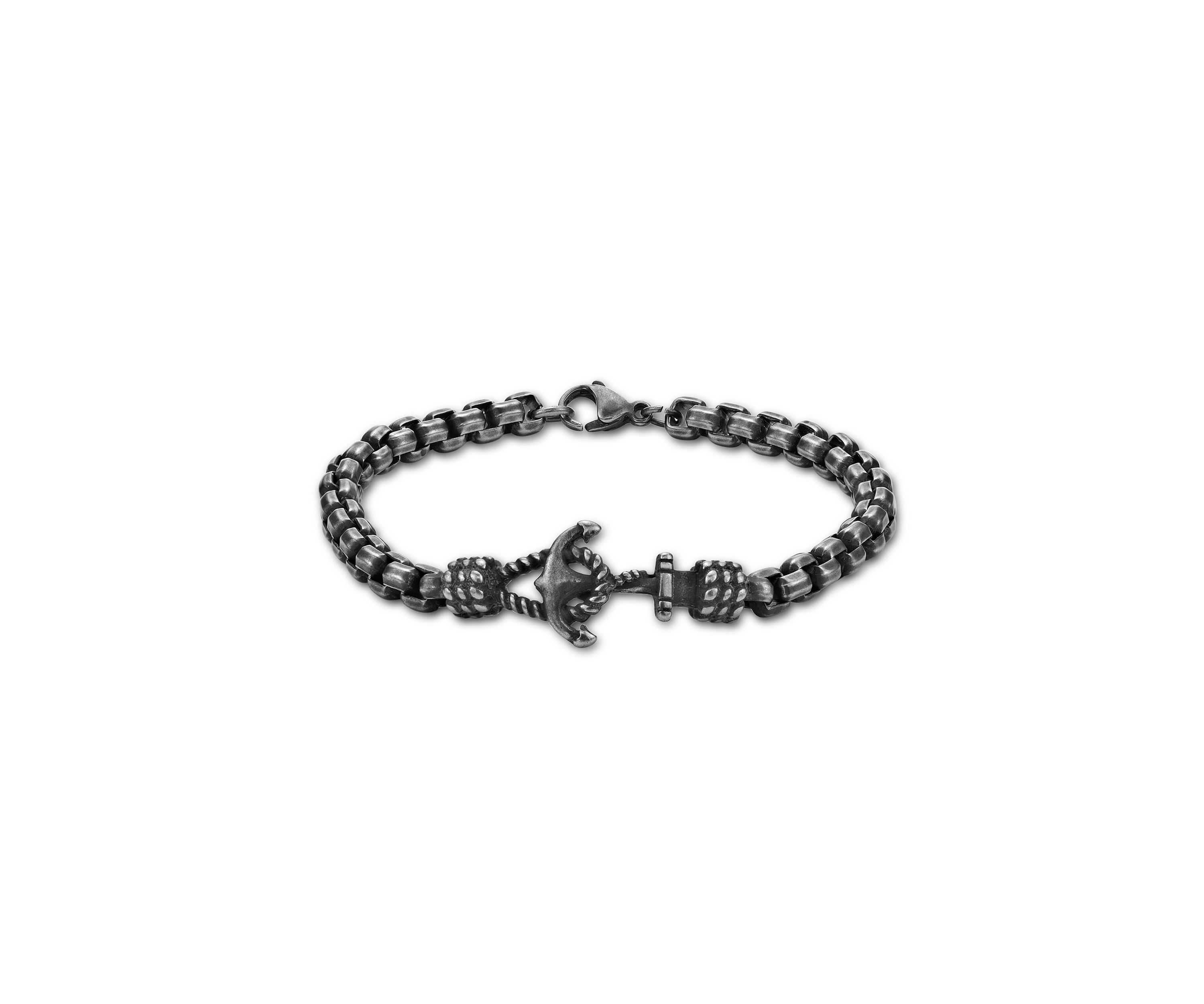 Stainless Steel Anchor Bracelet With Antique Finish