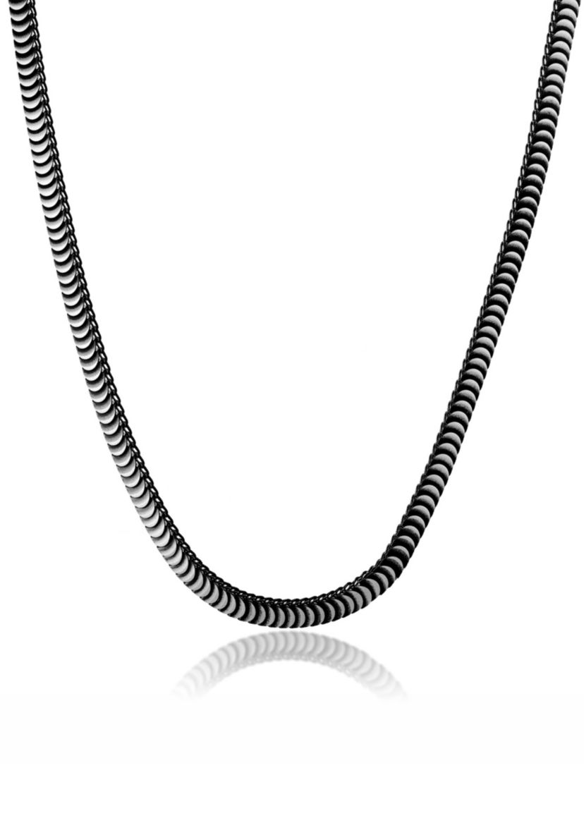 Stainless Steel 4MM Cobra Chain Necklace with Black Ip, 20" Length