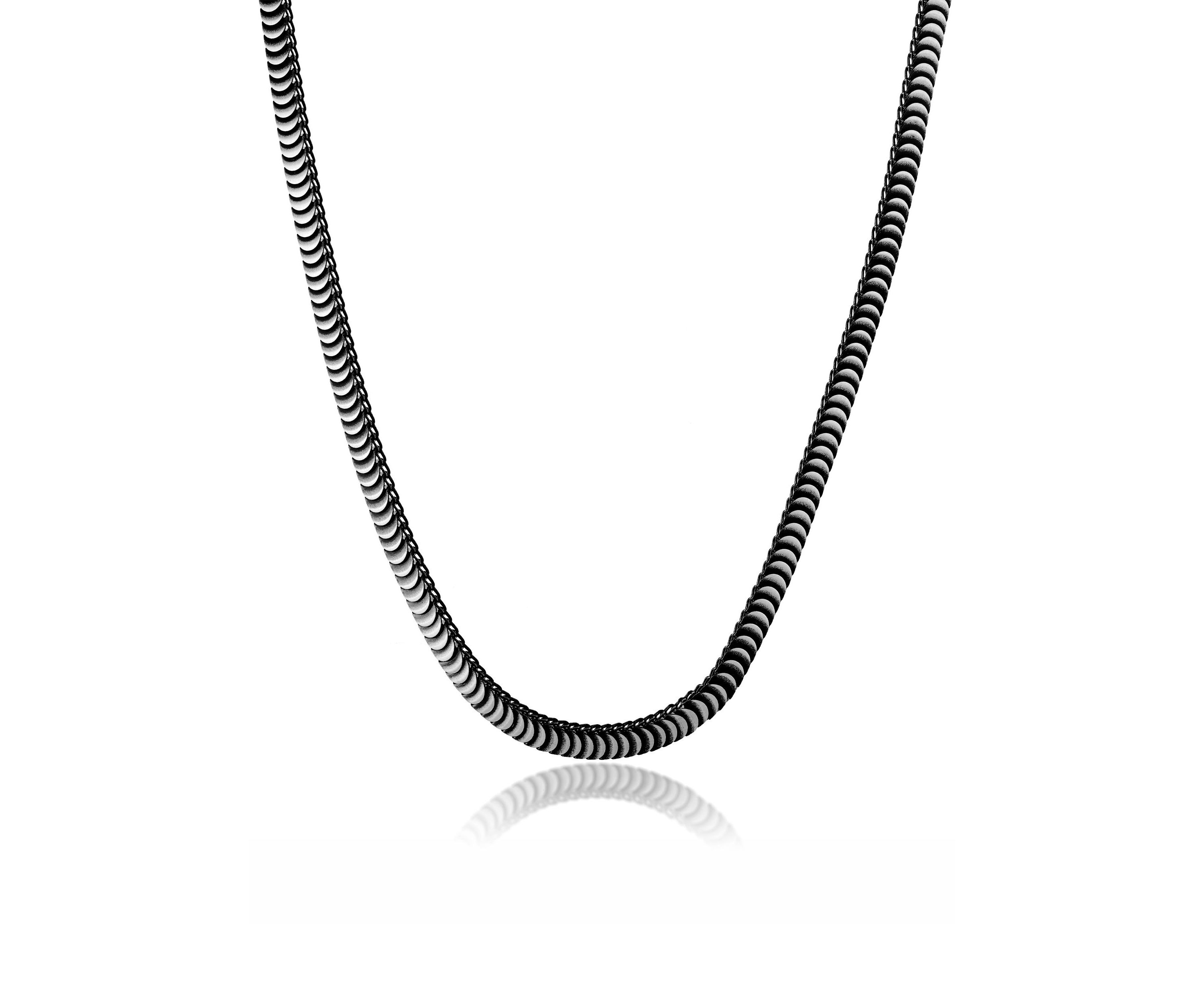 Stainless Steel 4MM Cobra Chain Necklace with Black Ip, 24" Length