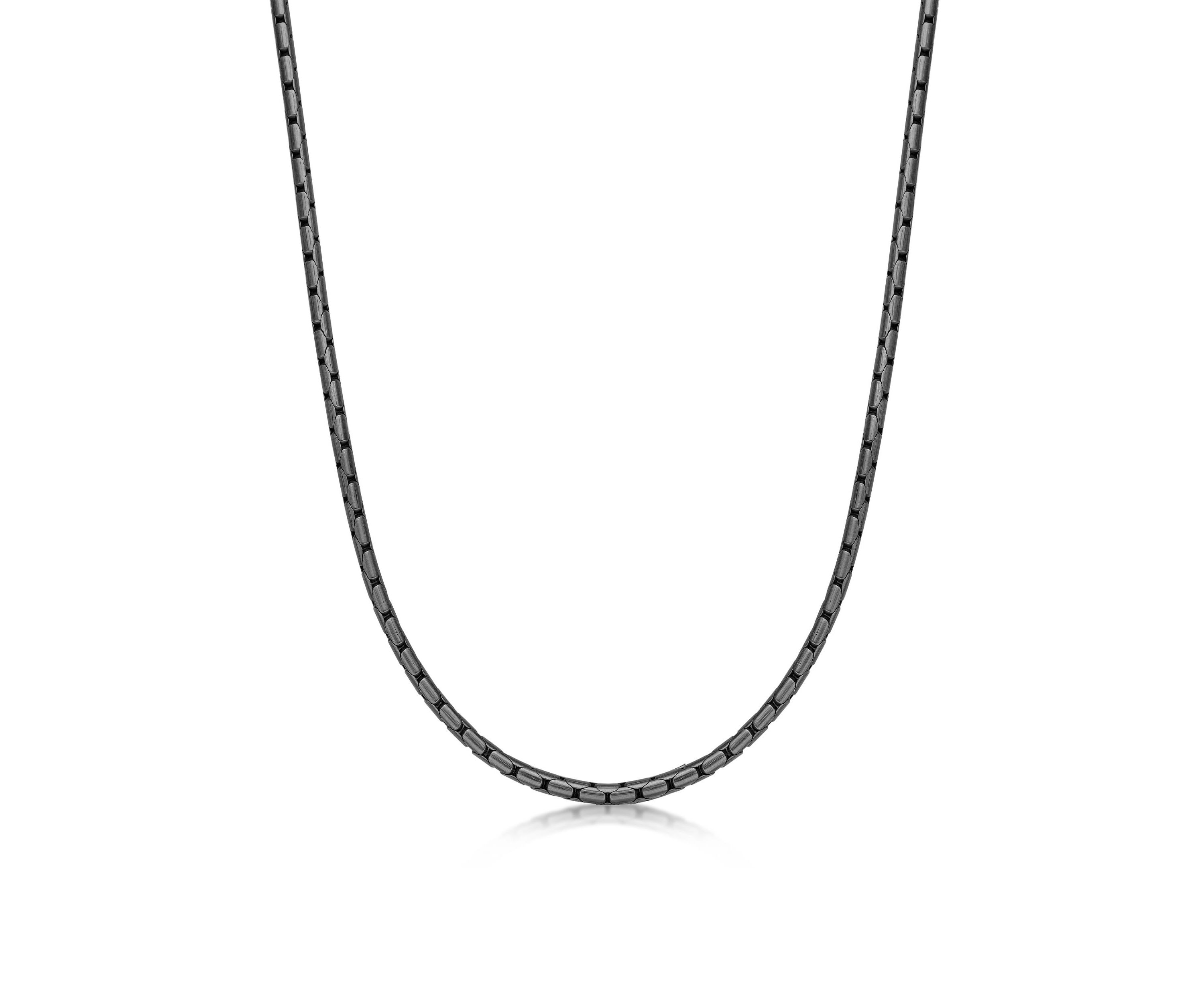 Stainless Steel 4MM Snake Chain Necklace with Gun Metal Gray Ip, 24" Length
