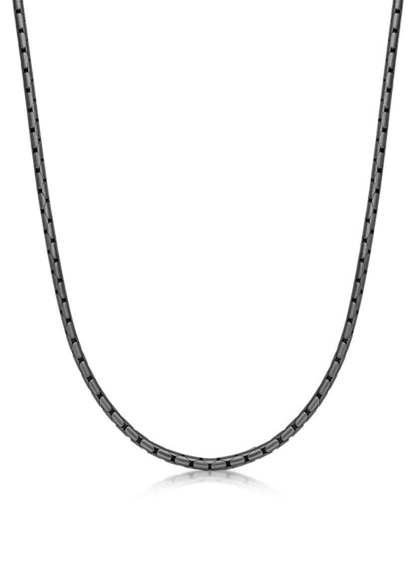 Stainless Steel 4MM Snake Chain Necklace with Gun Metal Gray Ip, 24" Length