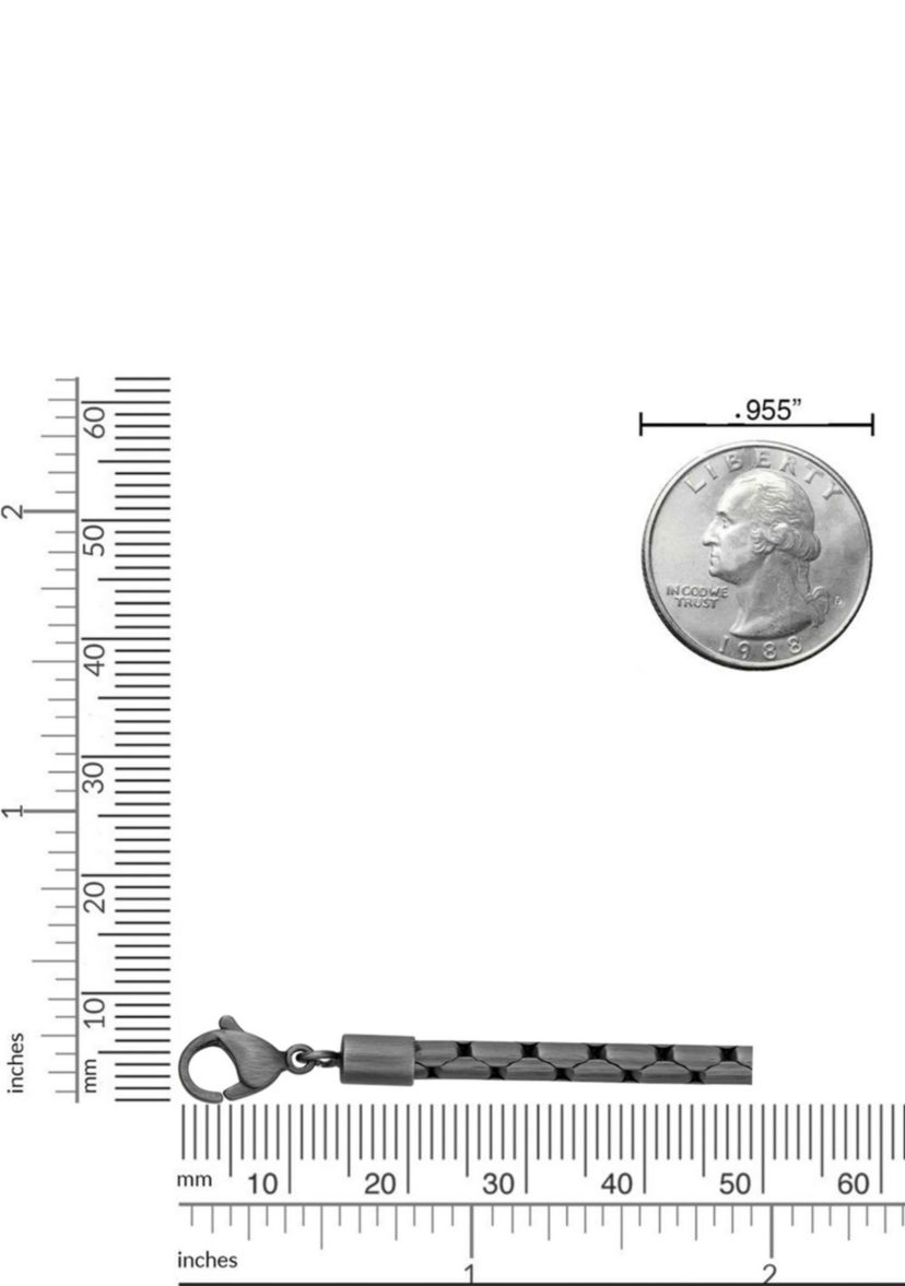 Stainless Steel 4MM Snake Chain Necklace with Gun Metal Gray Ip, 24" Length
