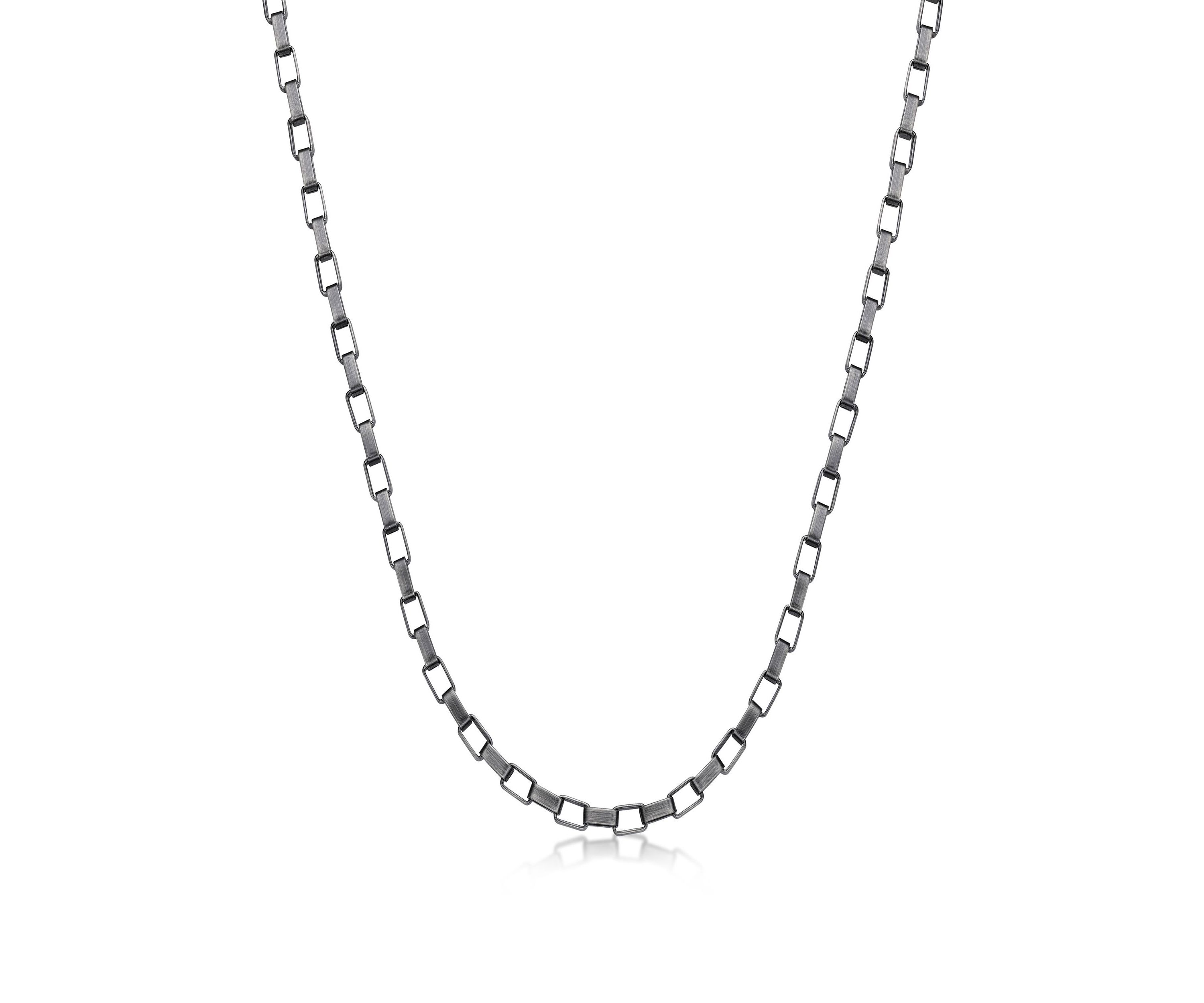 Stainless Steel 5MM Link Chain Necklace with Gun Metal Gray Finish, 24" Length