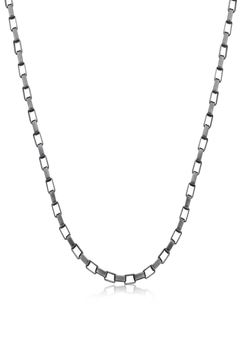 Stainless Steel 5MM Link Chain Necklace with Gun Metal Gray Finish, 24" Length