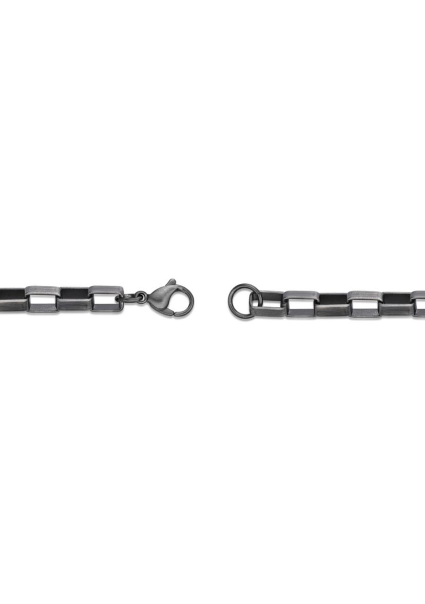 Stainless Steel 5MM Link Chain Necklace with Gun Metal Gray Finish, 24" Length