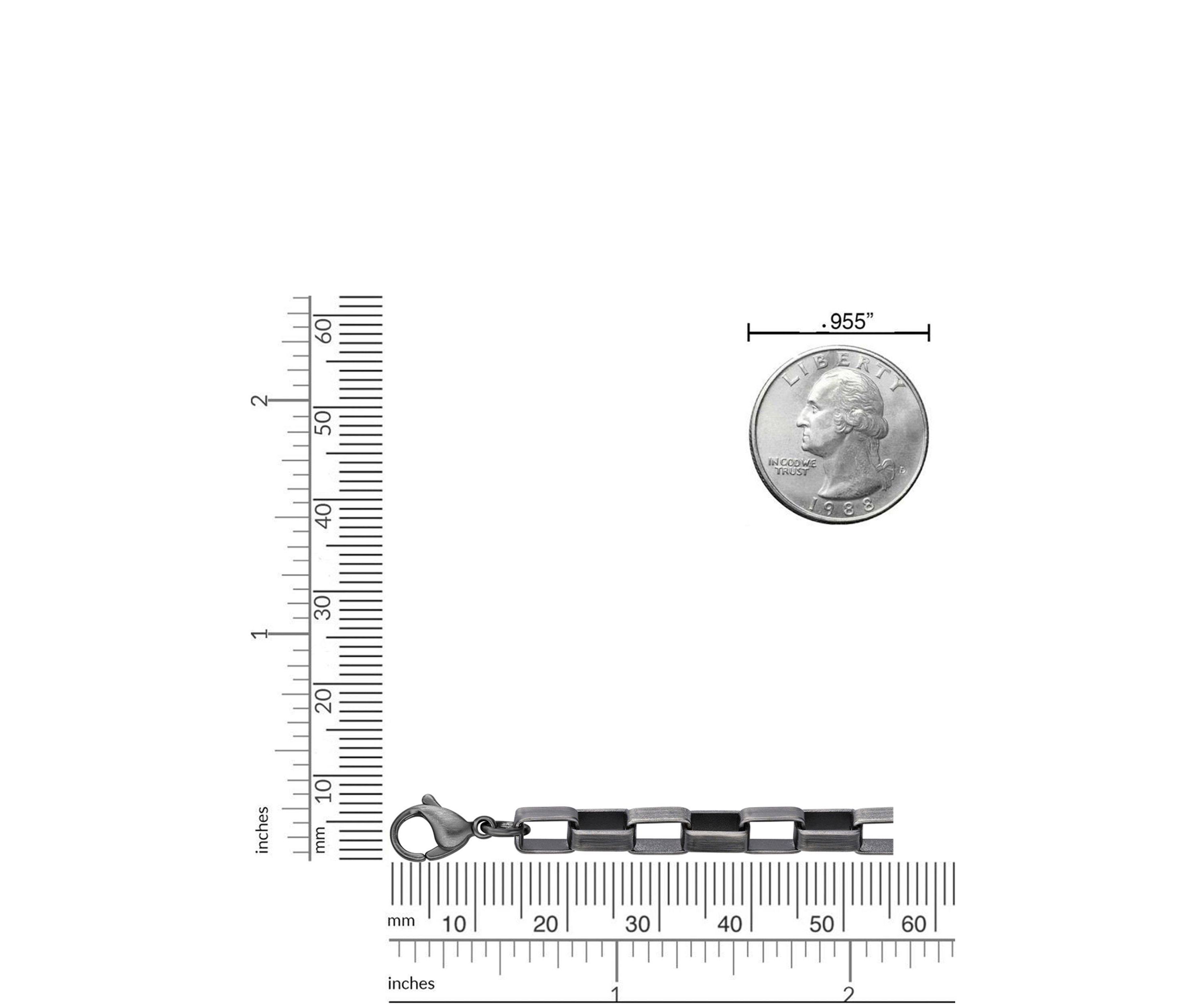 Stainless Steel 5MM Link Chain Necklace with Gun Metal Gray Finish, 24" Length
