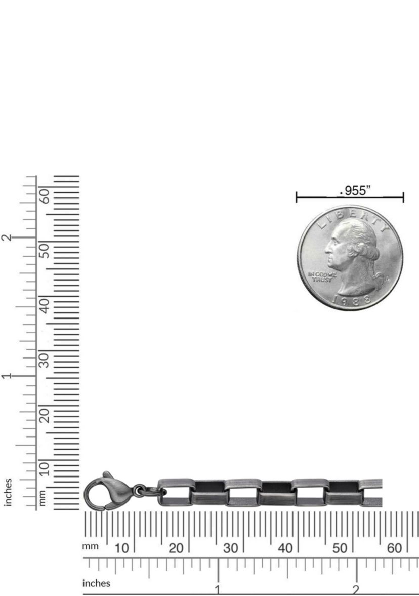 Stainless Steel 5MM Link Chain Necklace with Gun Metal Gray Finish, 24" Length