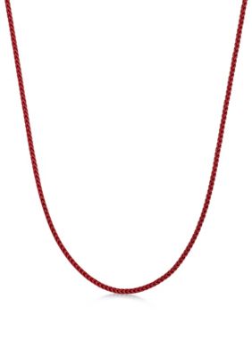LYNX Men's Stainless Steel 2.5MM Foxtail Chain necklace with Red Acrylic Coating, 24" Length