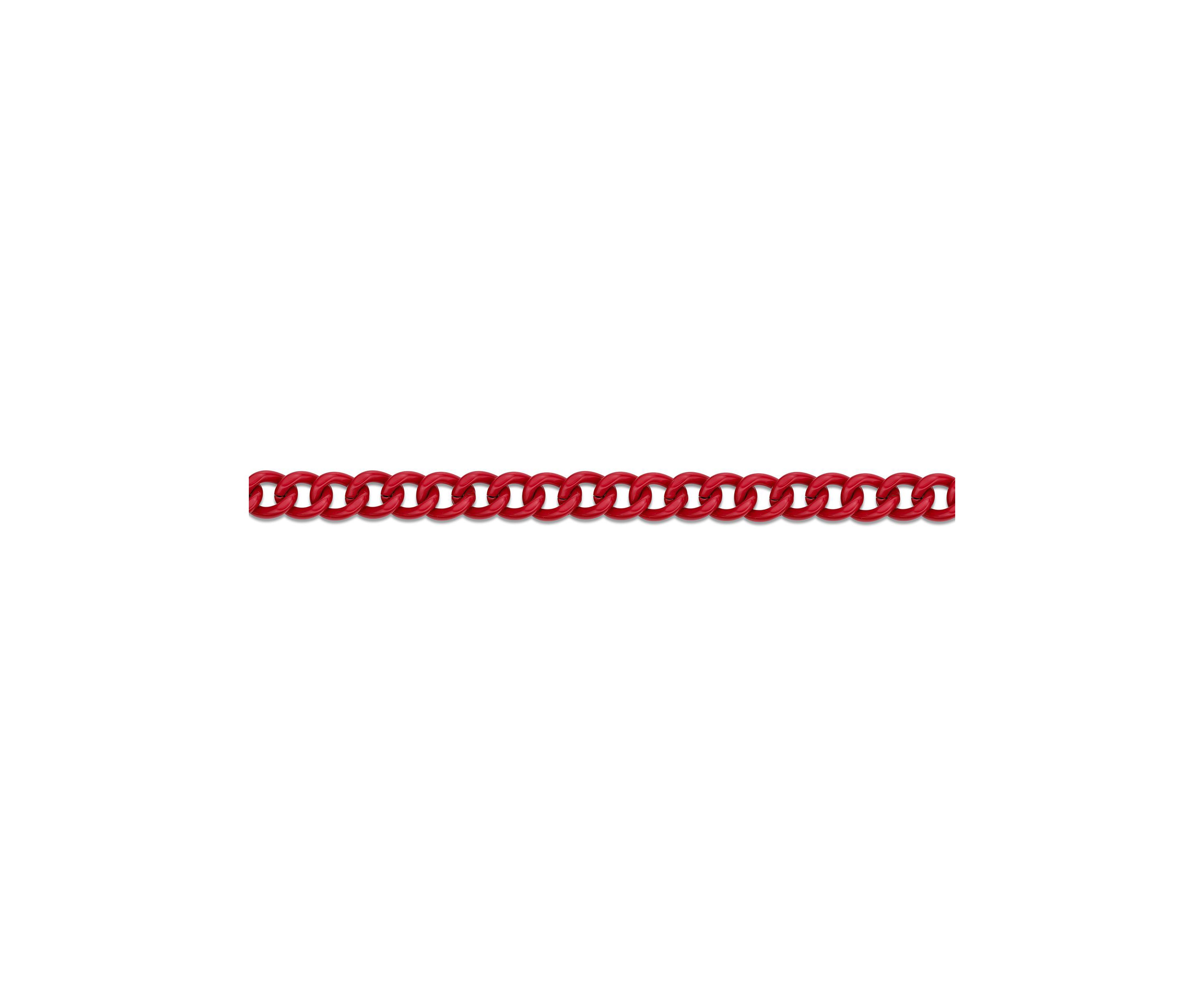 Stainless Steel 9MM Curb Chain Necklace with Red Acrylic Coating, 18" Length