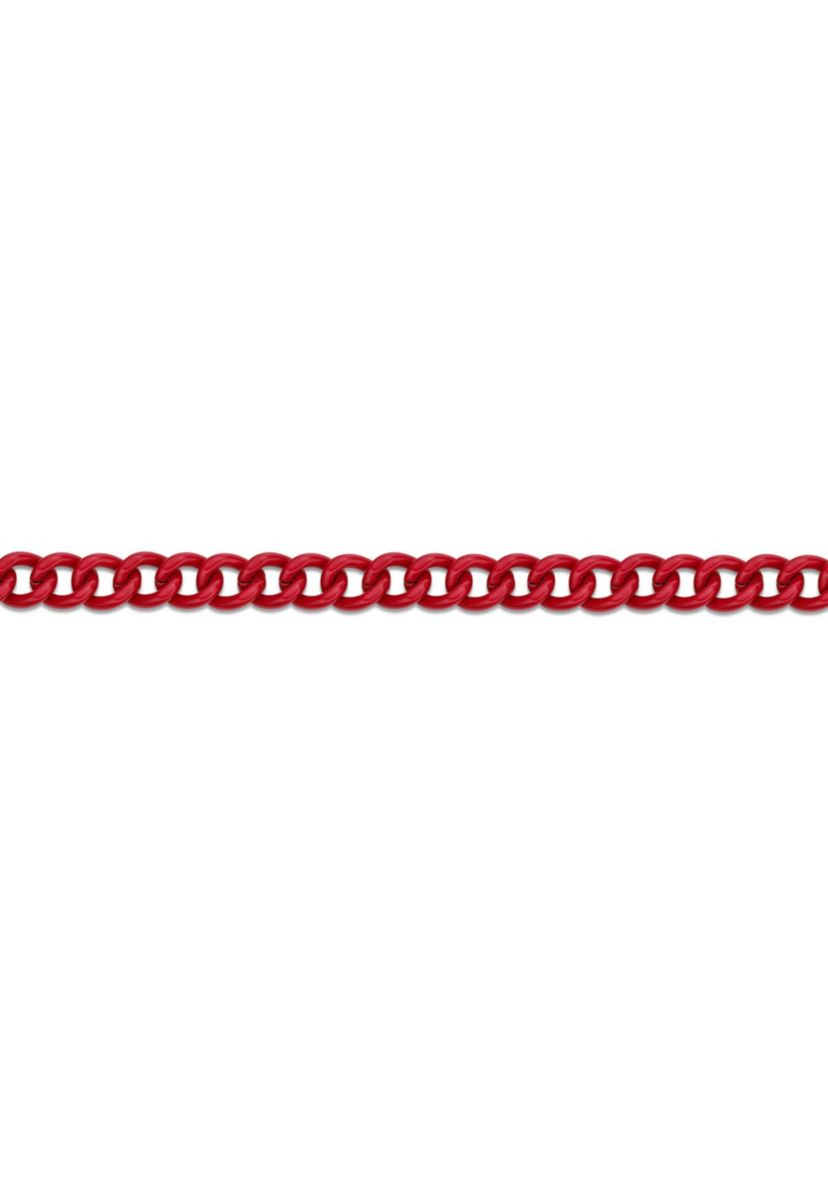 Stainless Steel 9MM Curb Chain Necklace with Red Acrylic Coating, 18" Length