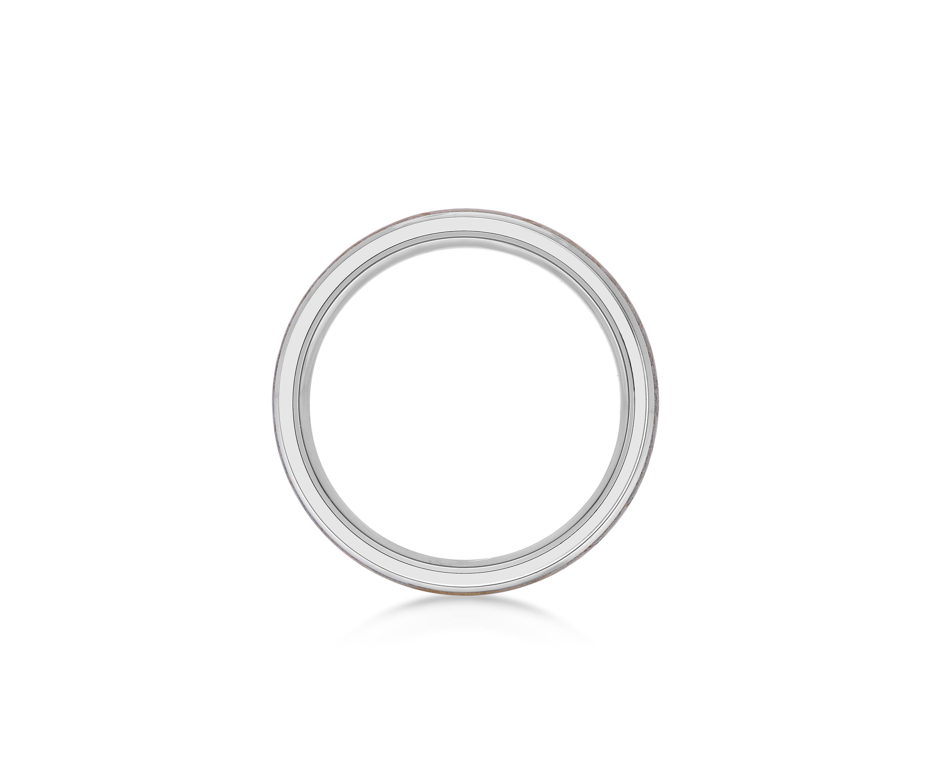 Stainless Steel Ring With Whisky Barrel Wood Inlay And Clear Resin