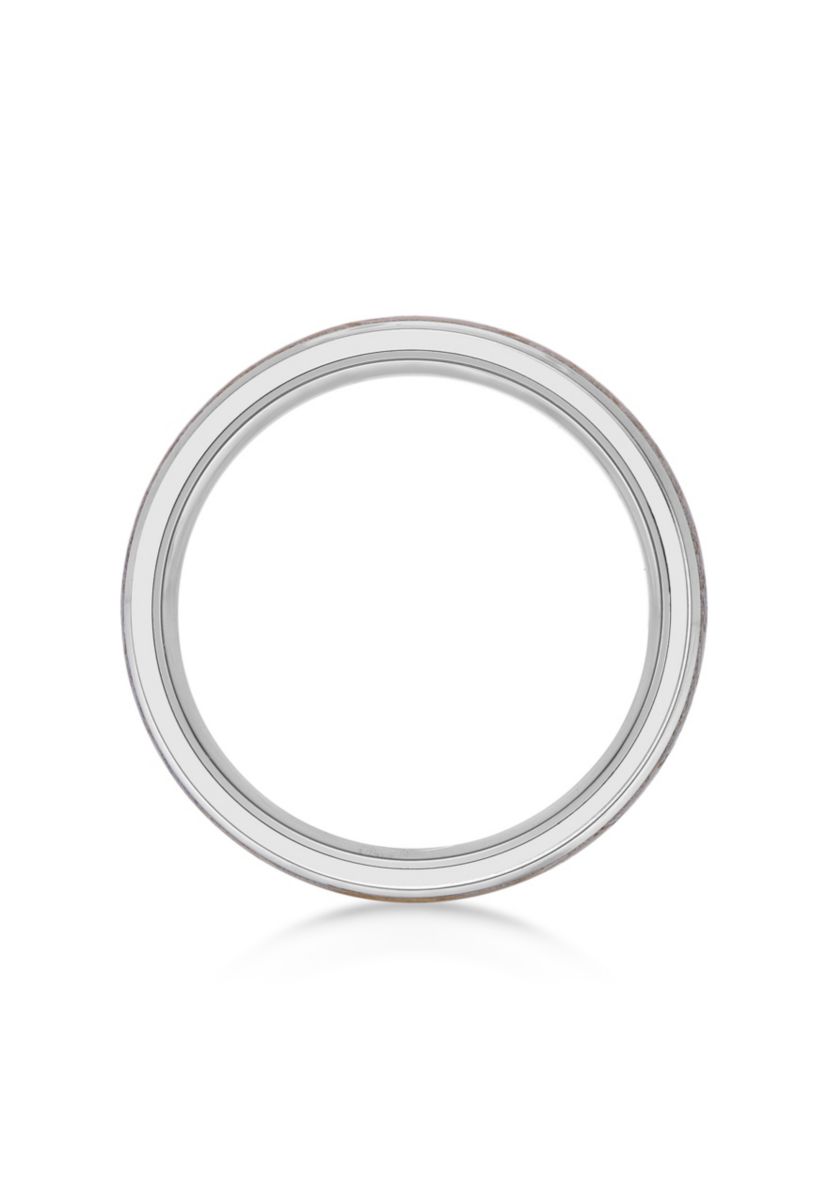 Stainless Steel Ring With Whisky Barrel Wood Inlay And Clear Resin