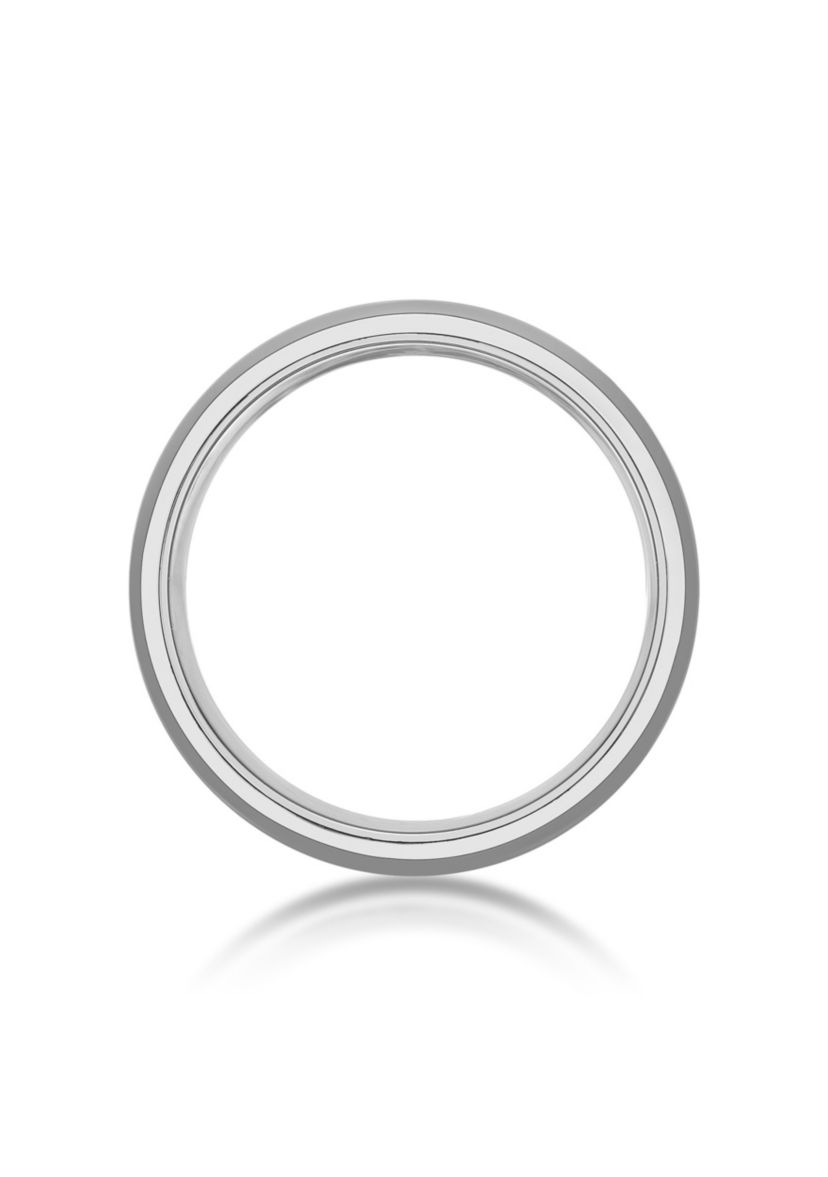 Stainless Steel Ring With Whisky Barrel Wood Inlay And Clear Resin