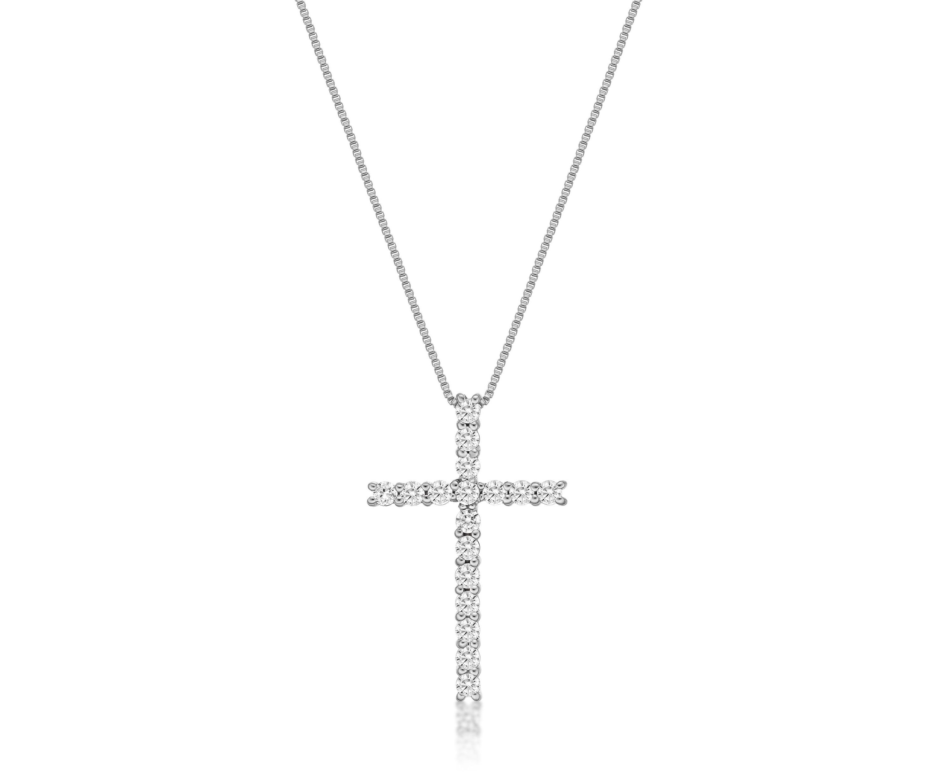 Lab Created 1/4 ct. TDW Lab Grown Diamond Cross Pendant in 10K White Gold