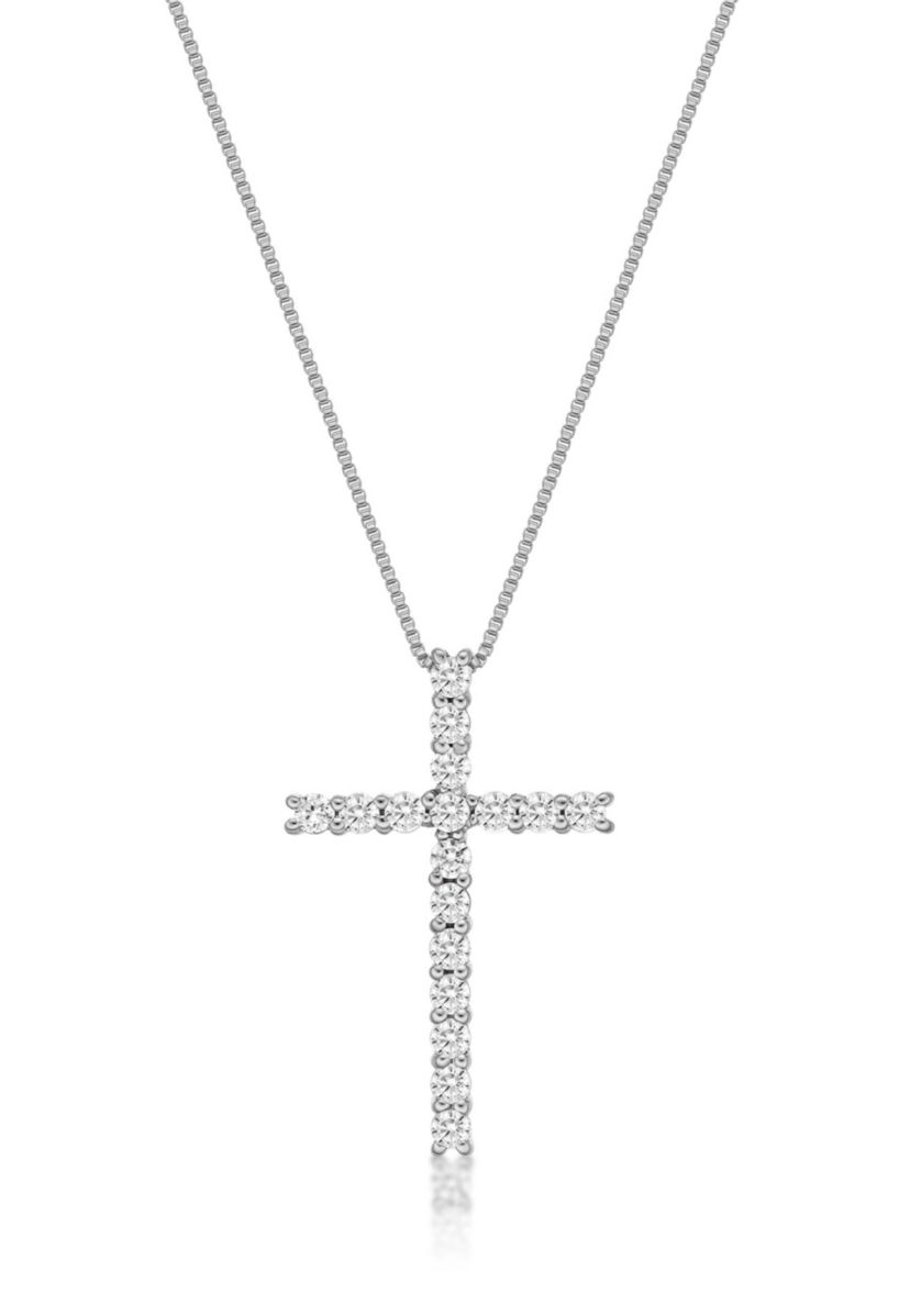 Lab Created 1/4 ct. TDW Lab Grown Diamond Cross Pendant in 10K White Gold