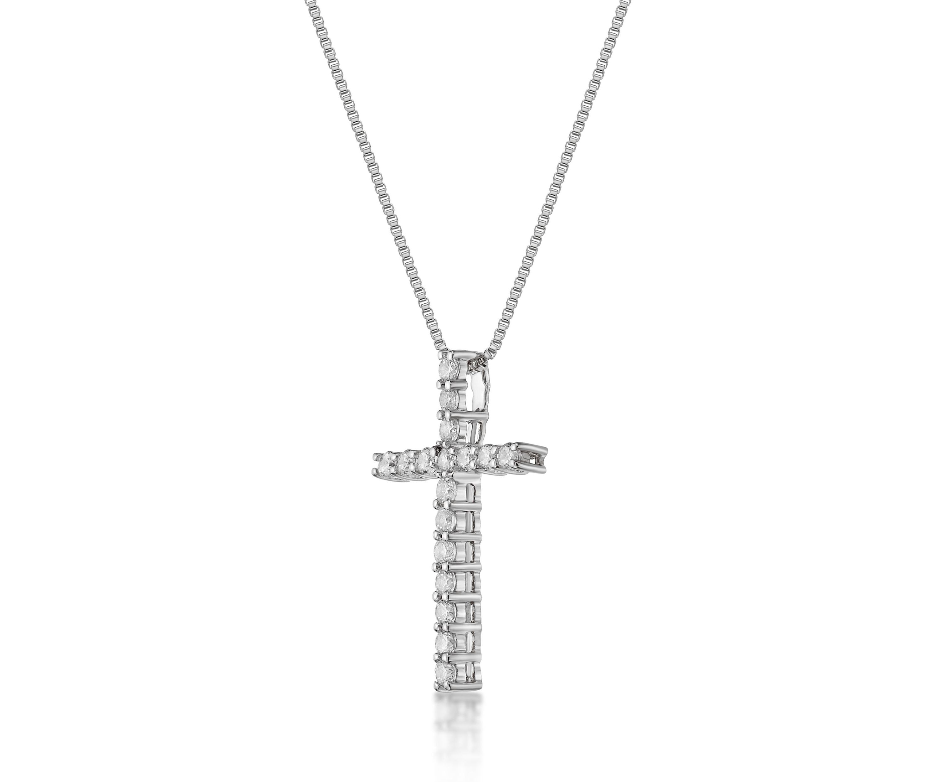 Lab Created 1/4 ct. TDW Lab Grown Diamond Cross Pendant in 10K White Gold